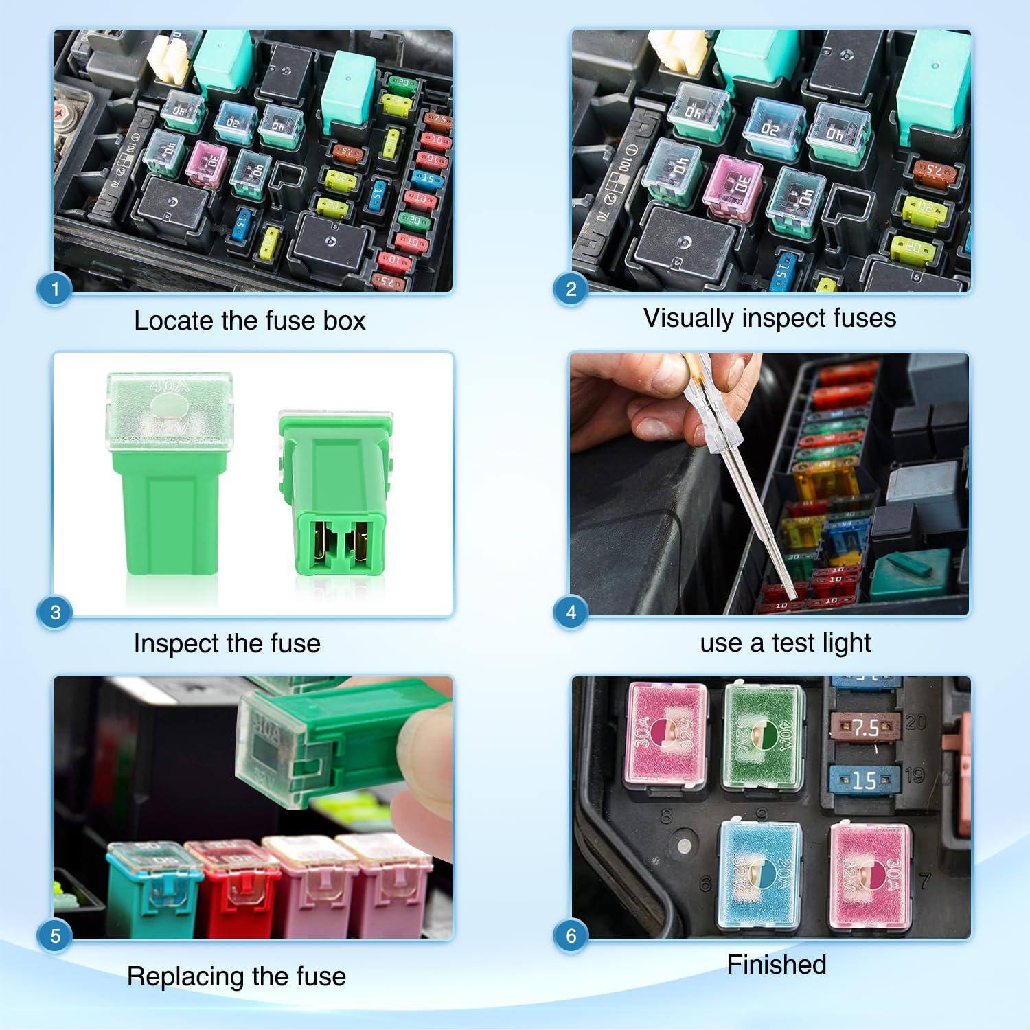 imageNilight 50018R 240pcs Standard and Mini Blade Fuses Set5A 75A 10A 15A 20A 25A 30A ATC APR ATO ATS Standard and ATM APM Mini Automotive Blade Fuse Assortment Kit BlackSliverPinkGreen30PCS Jcase Box Fuses