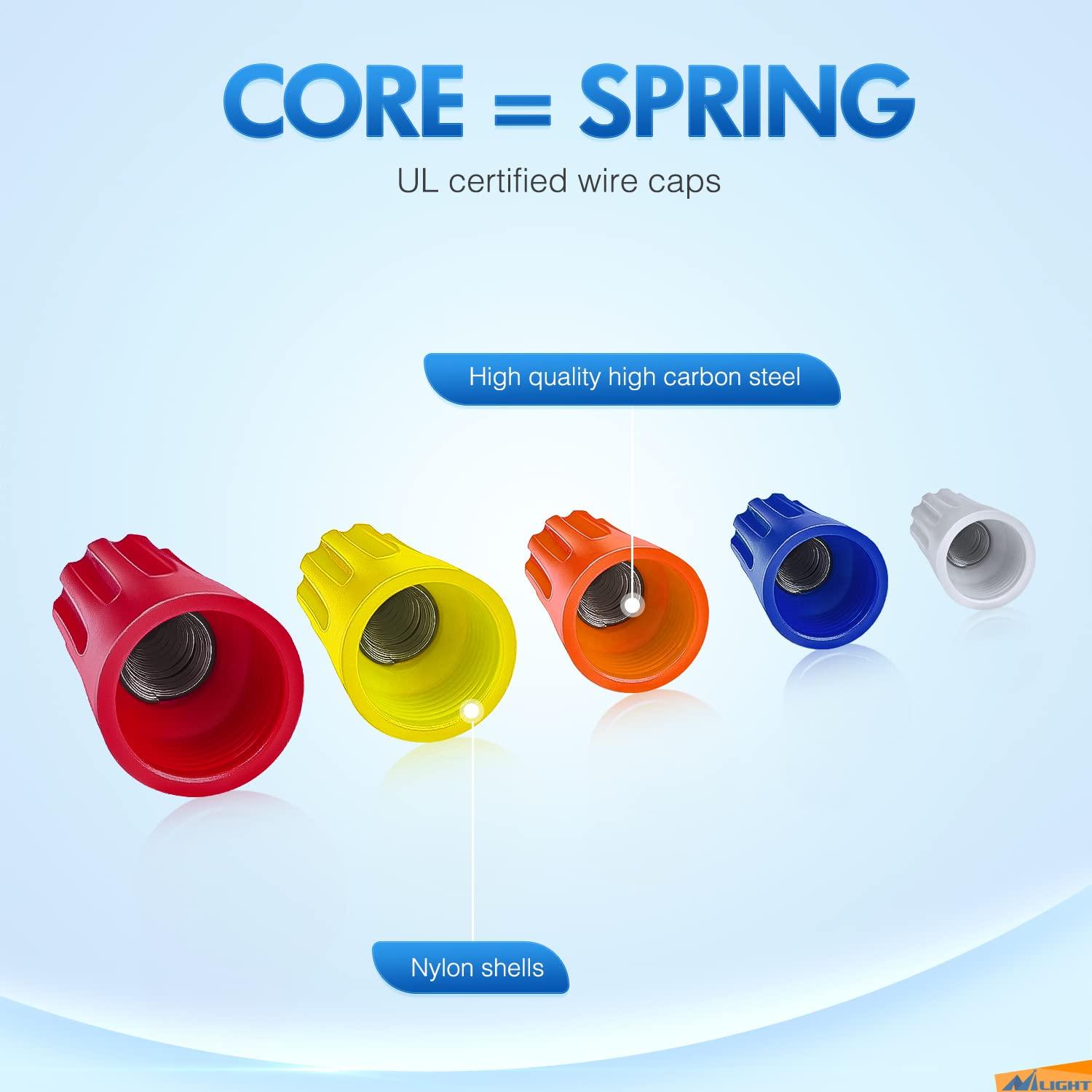 imageNilight 50036R Closed End Crimp Terminal 300 pcs 221616141210 Gauge Nylon Wire Connector Kit2 Years Warranty220Pcs Wire Caps
