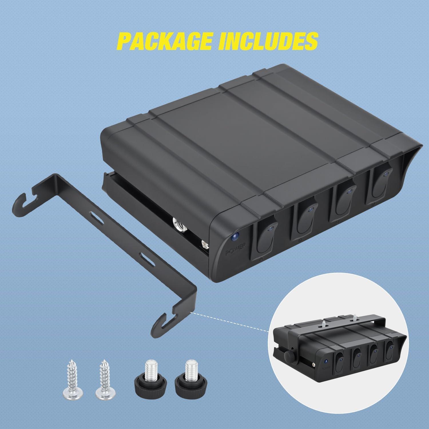 imageNilight 6 Gang Rocker Switch Box SPST Toggle Switch Panel 12V 24V 20A Switch Panel 60Amp Max for Automotive Cars Vehicles Boats RVs Campers SUVsBlue 4 Gang Switch Box