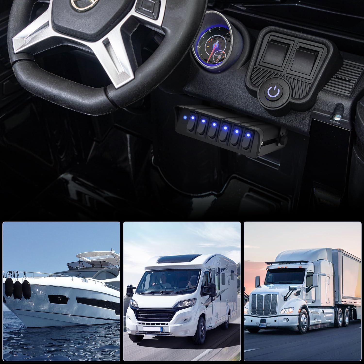 imageNilight 6 Gang Rocker Switch Box SPST Toggle Switch Panel 12V 24V 20A Switch Panel 60Amp Max for Automotive Cars Vehicles Boats RVs Campers SUVsBlue 6 Gang Switch Box