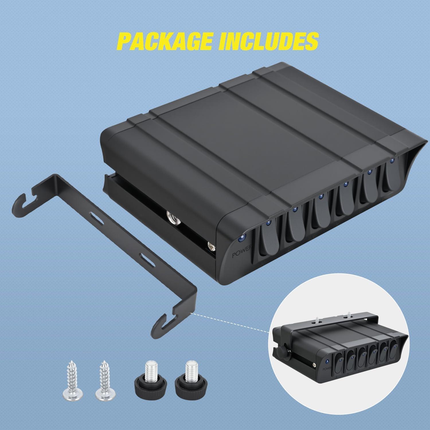 imageNilight 6 Gang Rocker Switch Box SPST Toggle Switch Panel 12V 24V 20A Switch Panel 60Amp Max for Automotive Cars Vehicles Boats RVs Campers SUVsBlue 6 Gang Switch Box