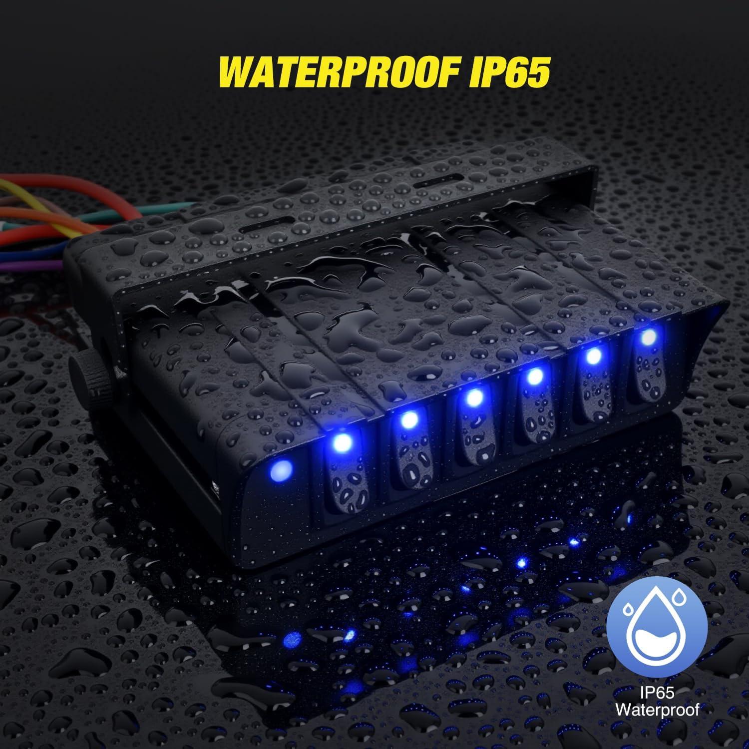 imageNilight 6 Gang Rocker Switch Box SPST Toggle Switch Panel 12V 24V 20A Switch Panel 60Amp Max for Automotive Cars Vehicles Boats RVs Campers SUVsBlue 6 Gang Switch Box