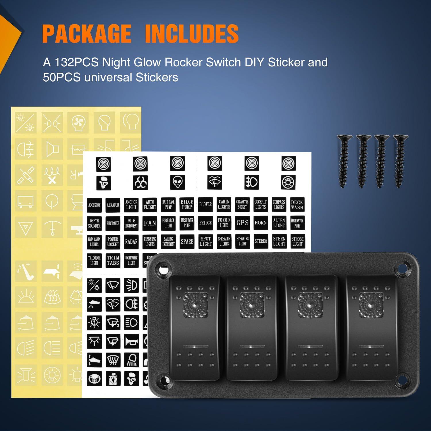 imageNilight 90109D 4 Gang Aluminum Rocker Switch Panel Toggle Dash 5 Pin ONOff PreWired Rocker Switch Blue Backlit Switch for Automotive Car Marine Boat RV2 Years WarrantyPurple