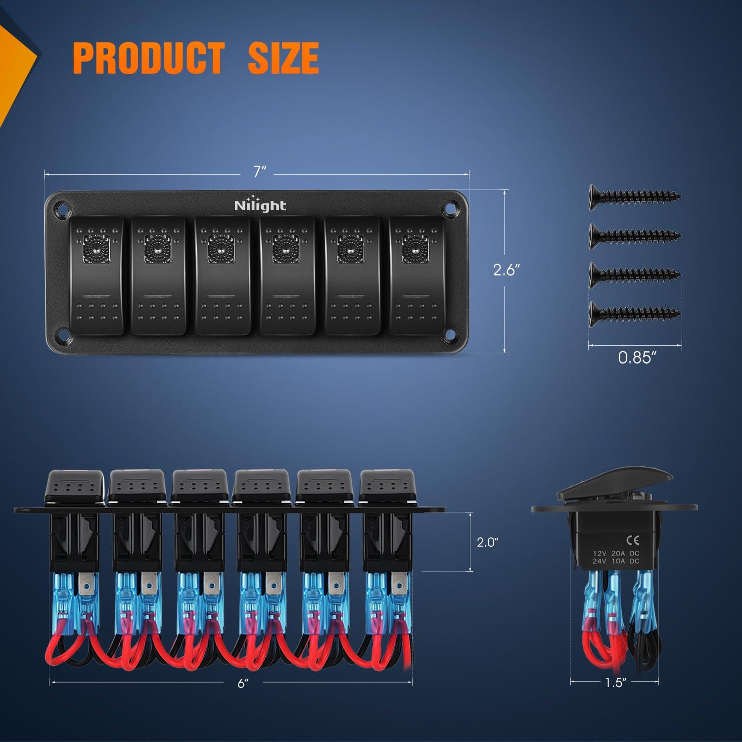 imageNilight 90109D 4 Gang Aluminum Rocker Switch Panel Toggle Dash 5 Pin ONOff PreWired Rocker Switch Blue Backlit Switch for Automotive Car Marine Boat RV2 Years WarrantyPurple