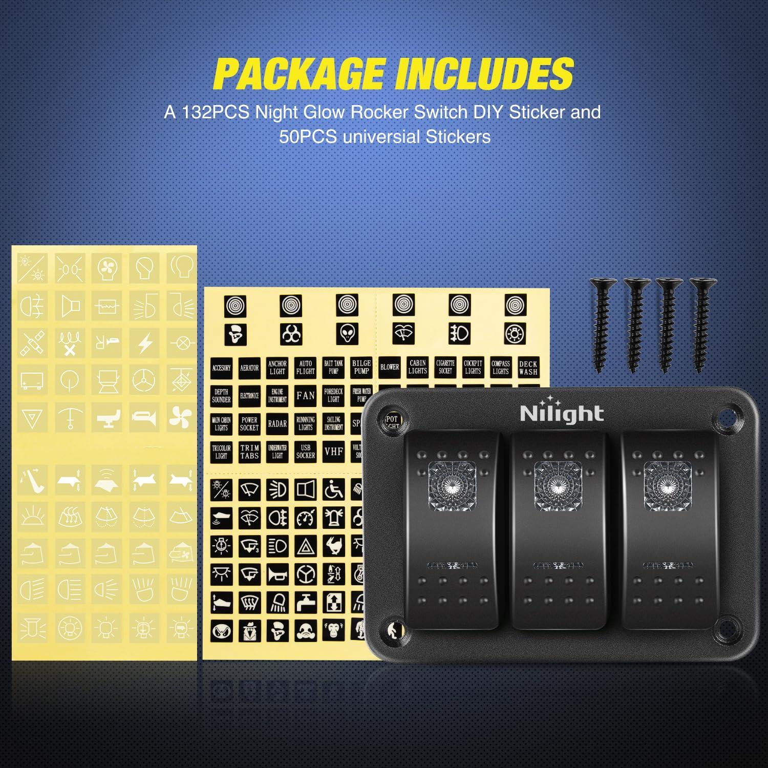 imageNilight 90109D 4 Gang Aluminum Rocker Switch Panel Toggle Dash 5 Pin ONOff PreWired Rocker Switch Blue Backlit Switch for Automotive Car Marine Boat RV2 Years WarrantyPurple