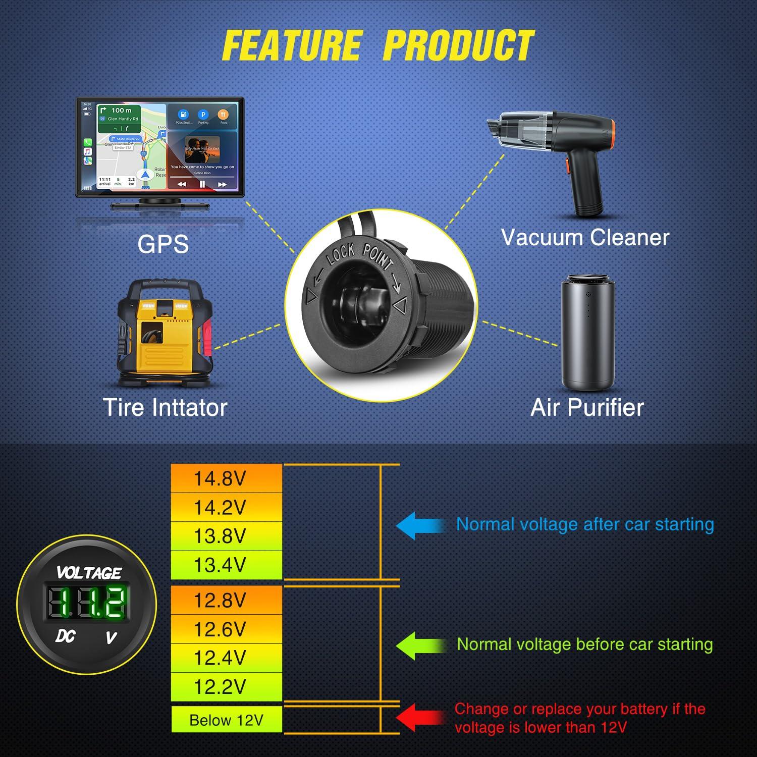 imageNilight 90123F 6 Gang ON Off Rocker Switch Panel Green Backlit 12V24V LED Digital Voltmeter Dual USB Charger Cigarette Lighter Socket Overload Protection Switch Panel For Cars RVs BoatsType C USB Green