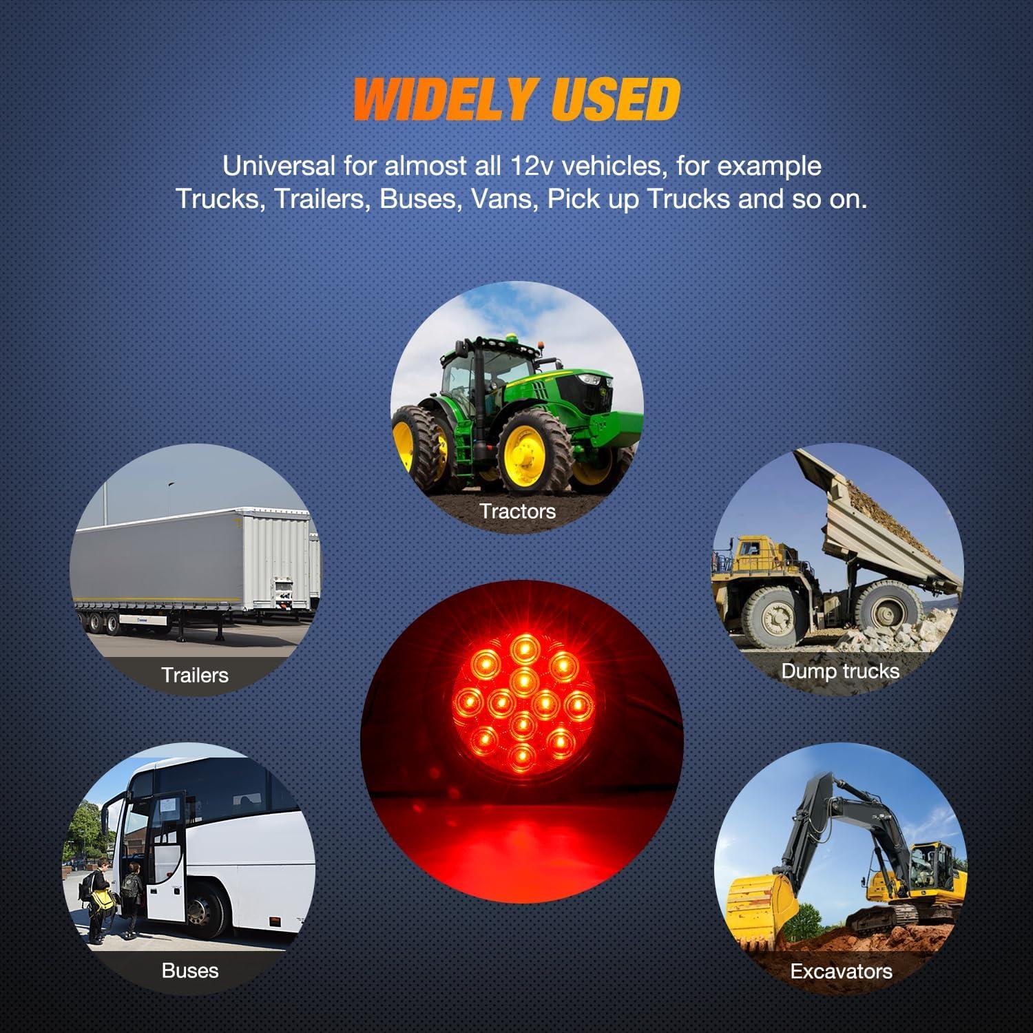 imageNilight TL18 2PCS 4quot Round Red LED Trailer Tail Lights wSurface Mount Grommet Plugs IP67 Stop Brake Turn Tail Lights for Truck Trailer RV JeepRed 2pcs