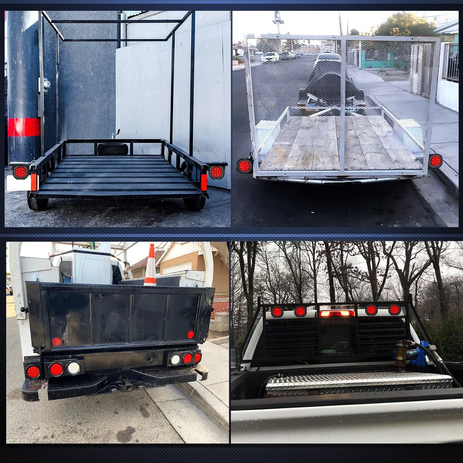 imageNilight TL18 2PCS 4quot Round Red LED Trailer Tail Lights wSurface Mount Grommet Plugs IP67 Stop Brake Turn Tail Lights for Truck Trailer RV JeepRed Brackets 2pcs