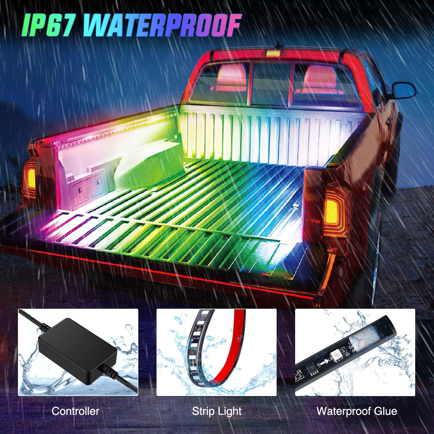 imageNilight TL31 2PCS 60Inch RGB Truck Bed Light Strip Kit 180 LED RF Remote Control with On Off Switch Blade Fuse 2Way Splitter Extension Cable for Cargo Pickup Truck SUV RV Boat 2 Years Warranty2Pcs RGBIC Bed Strip APP