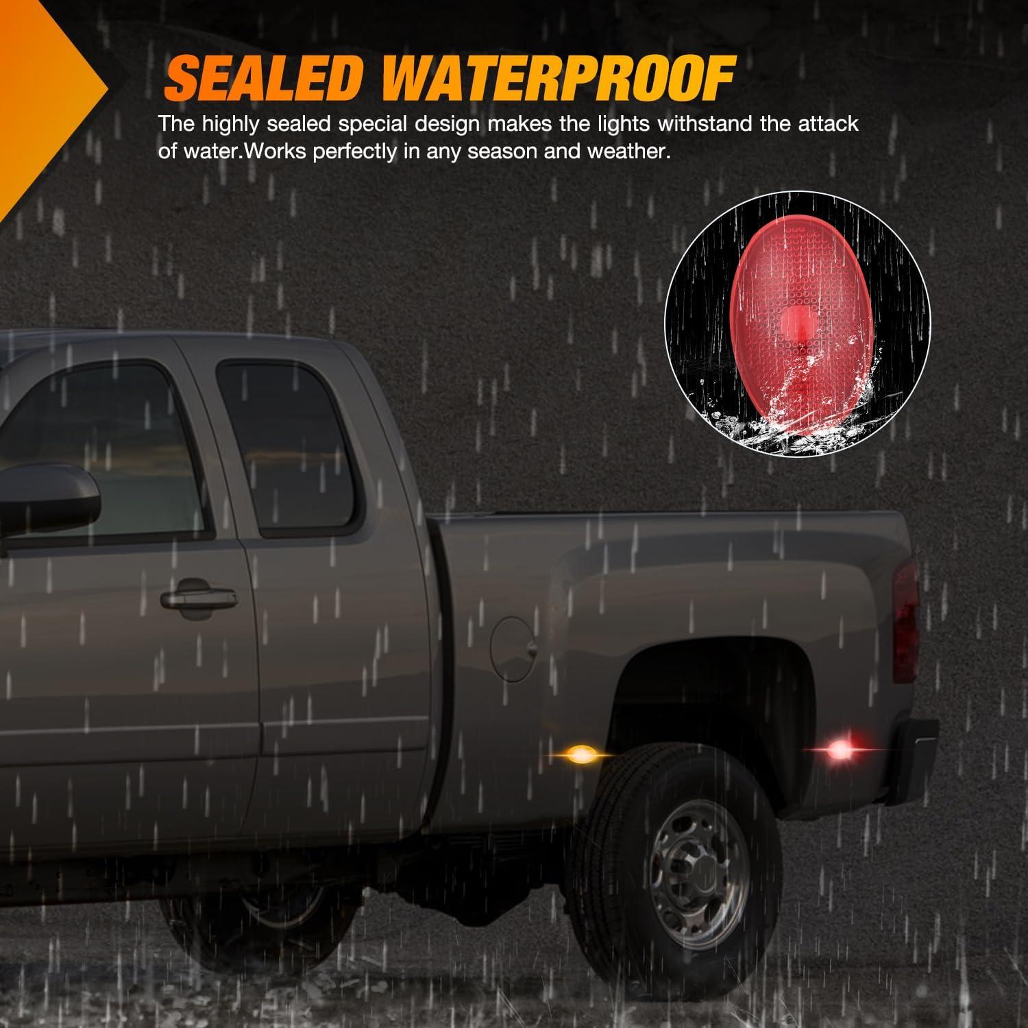 imageNilight 10 PCS Amber Red 38 Inch 6 LED Side Marker Front Rear Indicator Clearance Lamp for 12V Truck Trailer RV Cab Boat Bus LorryAmberRed F350 450 550 19992010