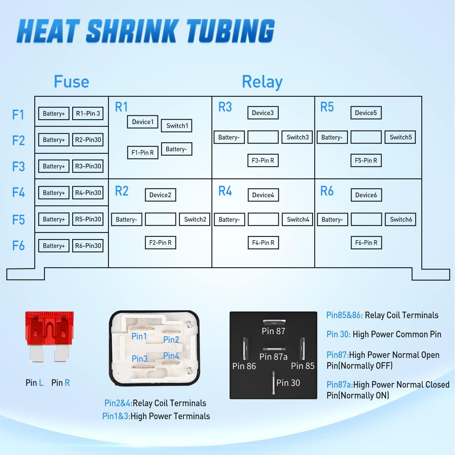 imageNilight 12V Fuse Relay Box 6 Relays 6 Slots ATC ATO Blade Fuse Holder 4Pin 5Pin Terminal 40A Relay Waterproof Block Kit Universal for Automotive Car Truck Camper Marine BoatFuse and Relay Block