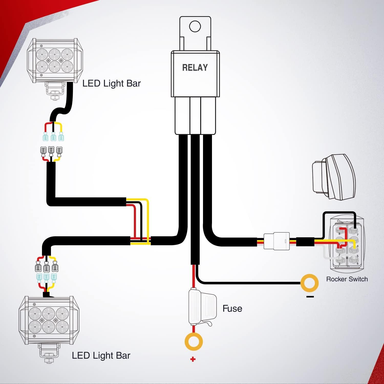 imageNilight 16AWG Wiring Harness Kit 2 Leads Specially Customized for 6 Modes Amber White Strobe Light Bar Off Road LED Work Light 12V On Off Switch Remember and Reset Function 2 Years Warranty Black2 Leads5PIN SwitchWiring Harness