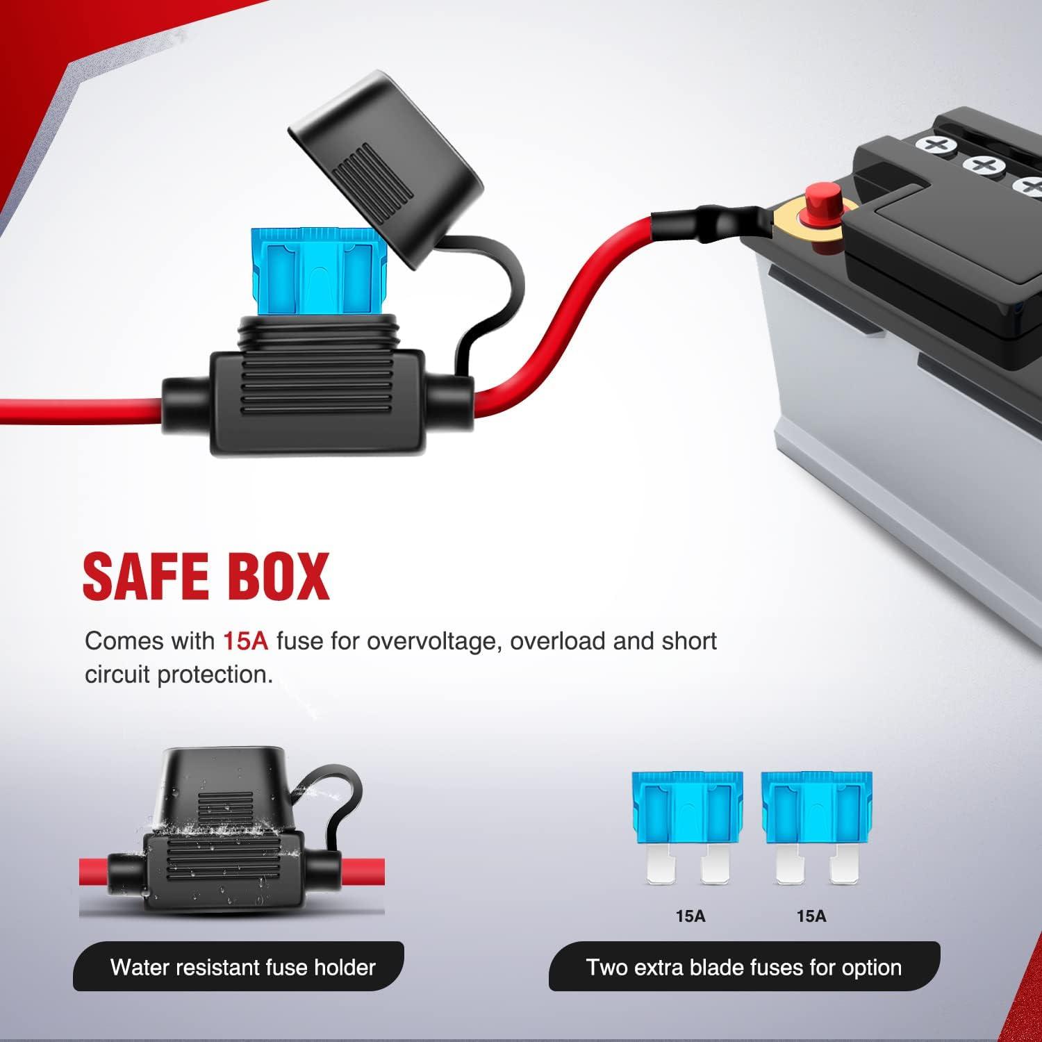 imageNilight 16AWG Wiring Harness Kit 2 Leads Specially Customized for 6 Modes Amber White Strobe Light Bar Off Road LED Work Light 12V On Off Switch Remember and Reset Function 2 Years Warranty Black2 LeadsWiring Harness