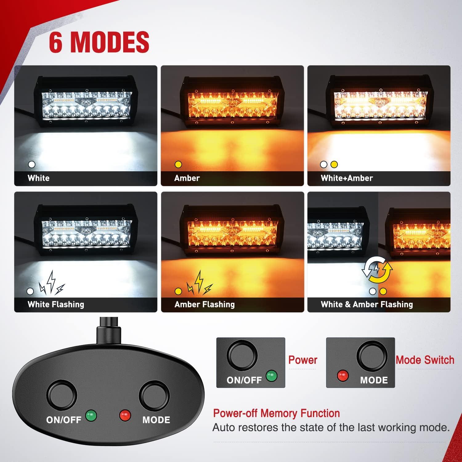 imageNilight 16AWG Wiring Harness Kit 2 Leads Specially Customized for 6 Modes Amber White Strobe Light Bar Off Road LED Work Light 12V On Off Switch Remember and Reset Function 2 Years Warranty Black2 LeadsWiring Harness