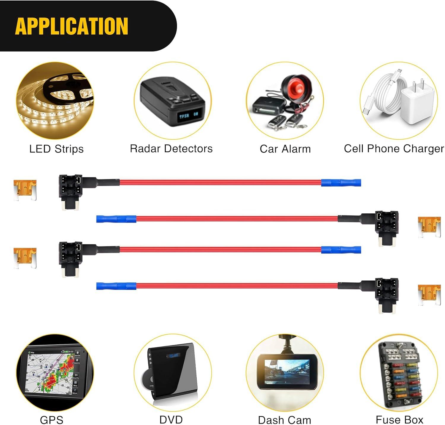 imageNilight 24 Pcs 12V Car AddaCircuit Fuse Tap Holder Standard Mini Micro2 and Low Profile Fuses Taps 4 Types ATO ATC ATM APM for Cars Trucks Boats10Pcs Low Profile Mini