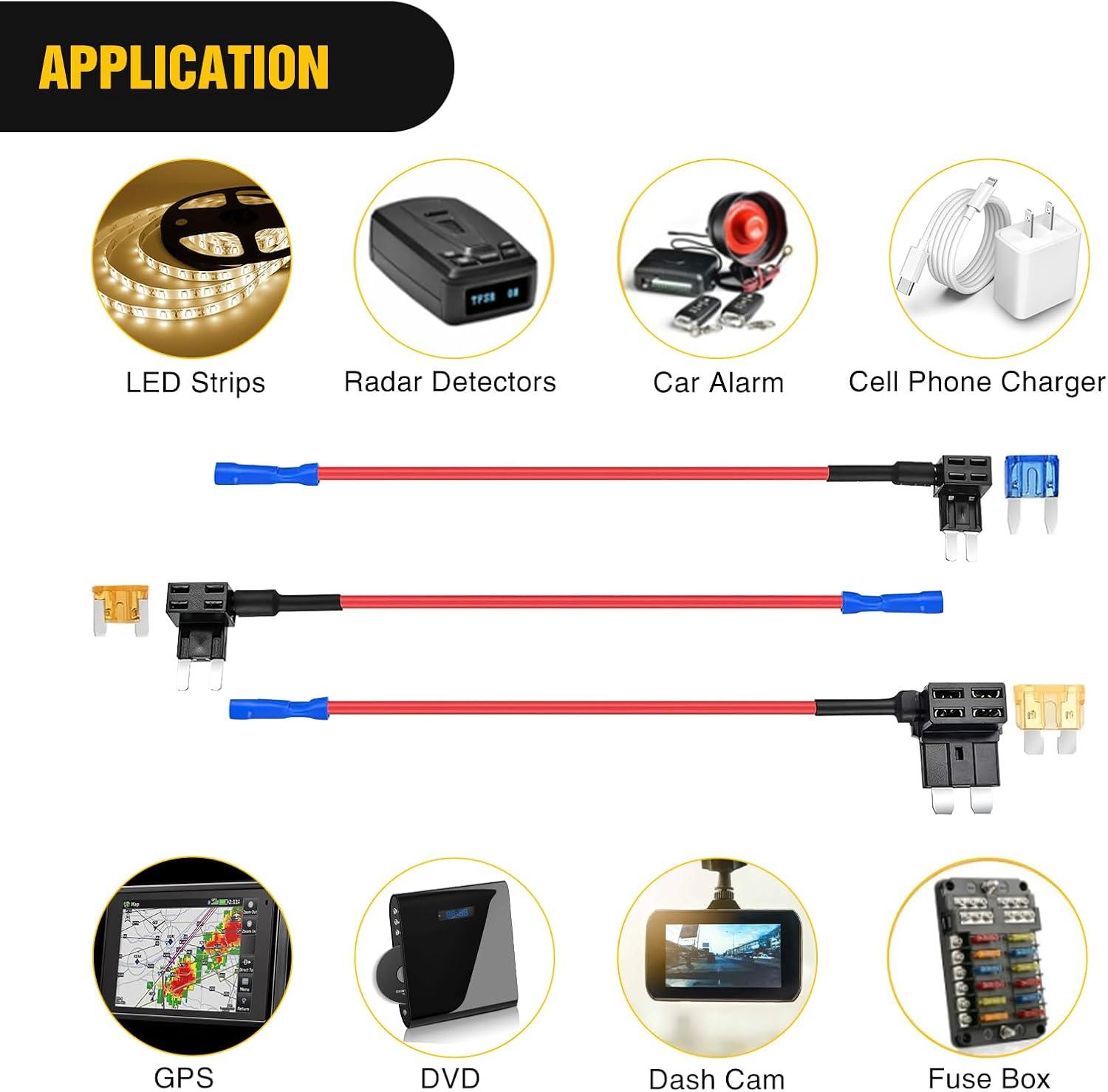 imageNilight 24 Pcs 12V Car AddaCircuit Fuse Tap Holder Standard Mini Micro2 and Low Profile Fuses Taps 4 Types ATO ATC ATM APM for Cars Trucks Boats3 Types10 Packs