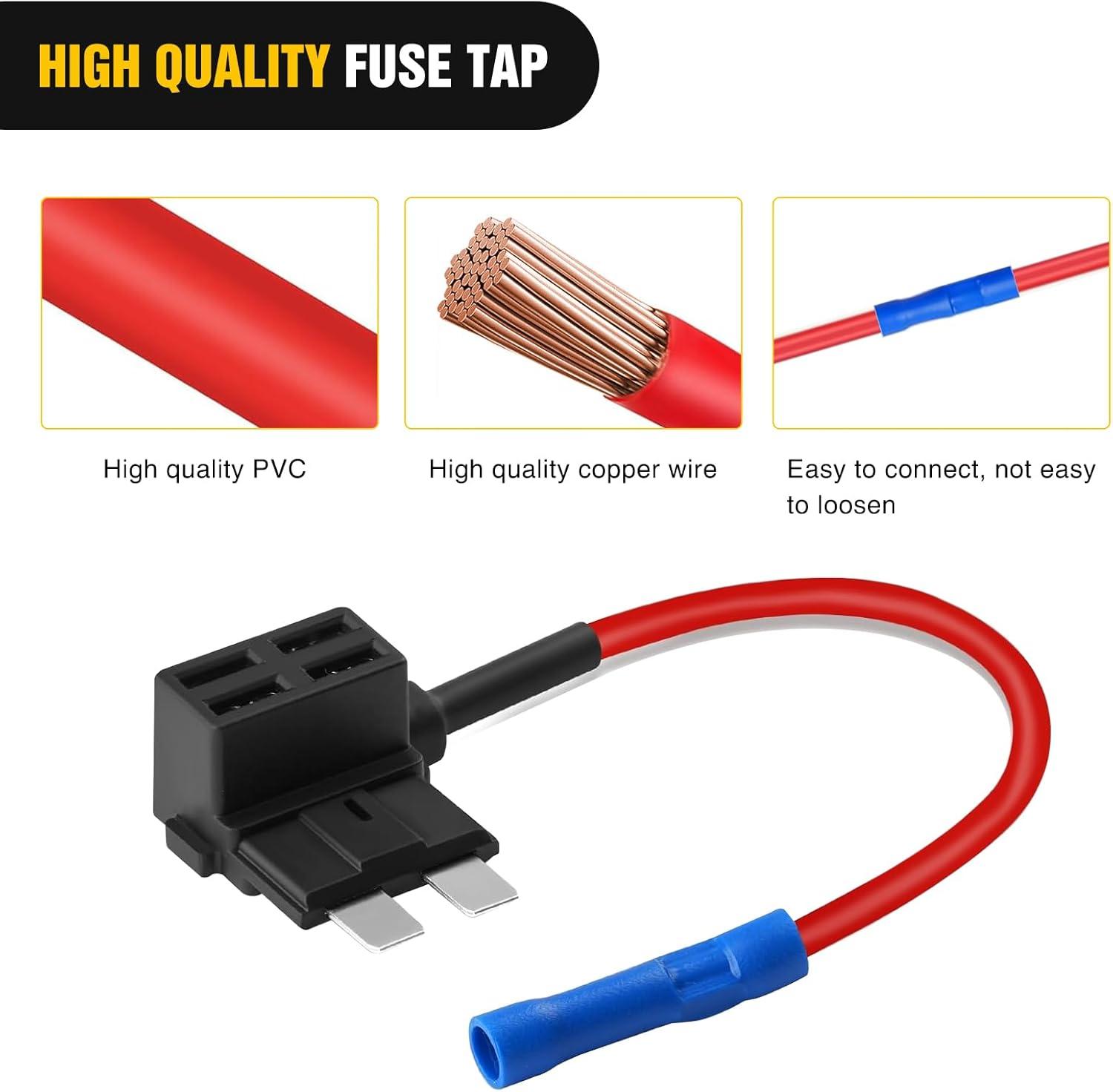 imageNilight 24 Pcs 12V Car AddaCircuit Fuse Tap Holder Standard Mini Micro2 and Low Profile Fuses Taps 4 Types ATO ATC ATM APM for Cars Trucks Boats4 Types24 Packs