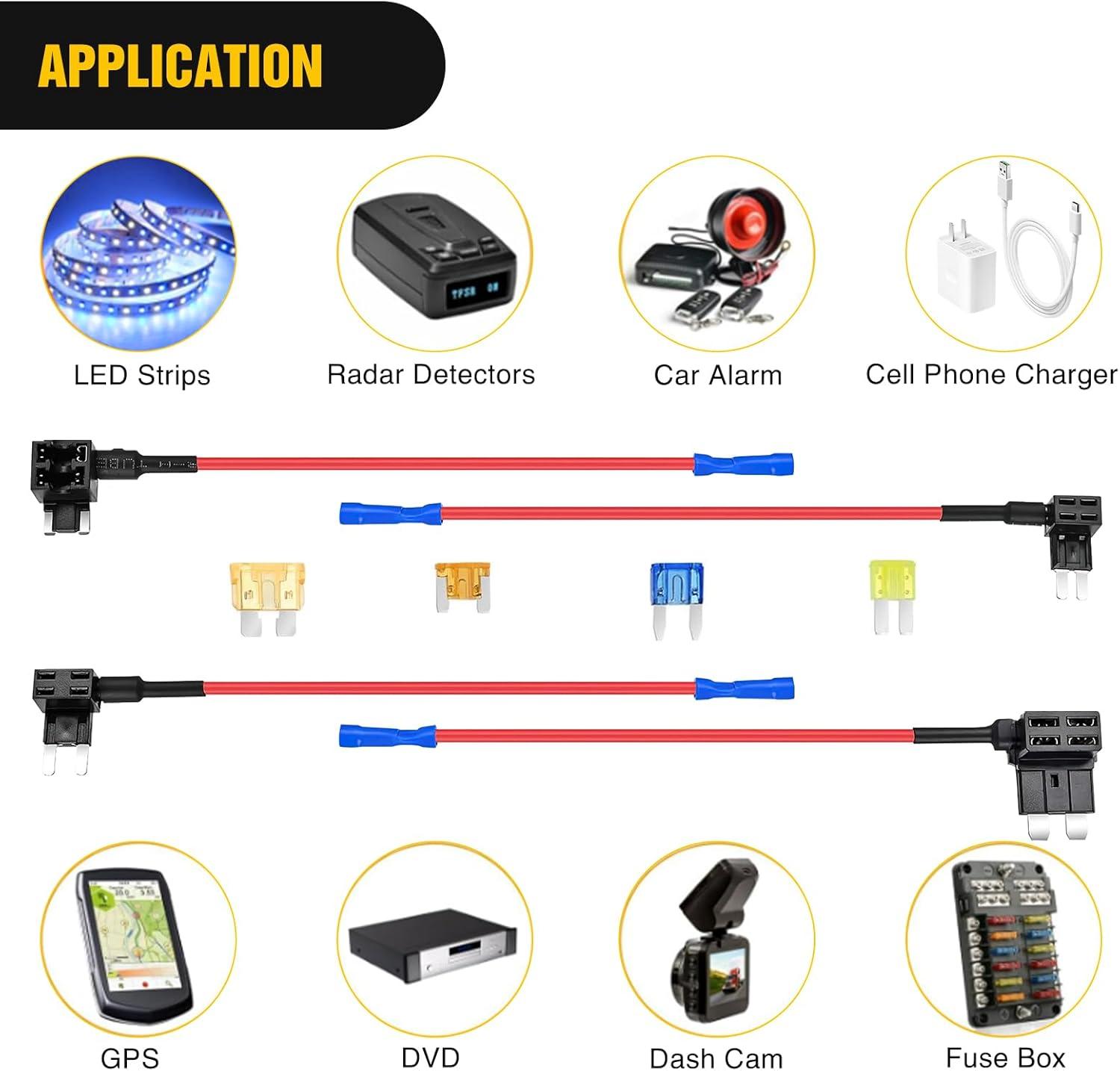 imageNilight 24 Pcs 12V Car AddaCircuit Fuse Tap Holder Standard Mini Micro2 and Low Profile Fuses Taps 4 Types ATO ATC ATM APM for Cars Trucks Boats4 Types24 Packs