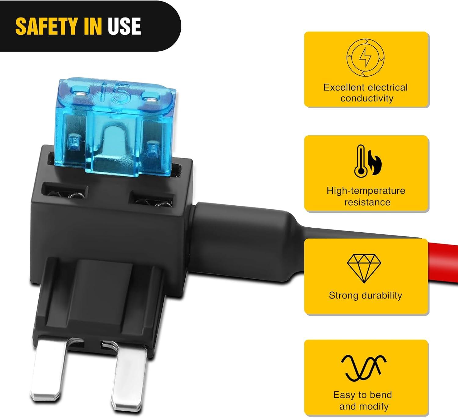 imageNilight 24 Pcs 12V Car AddaCircuit Fuse Tap Holder Standard Mini Micro2 and Low Profile Fuses Taps 4 Types ATO ATC ATM APM for Cars Trucks Boats4 Types24 Packs