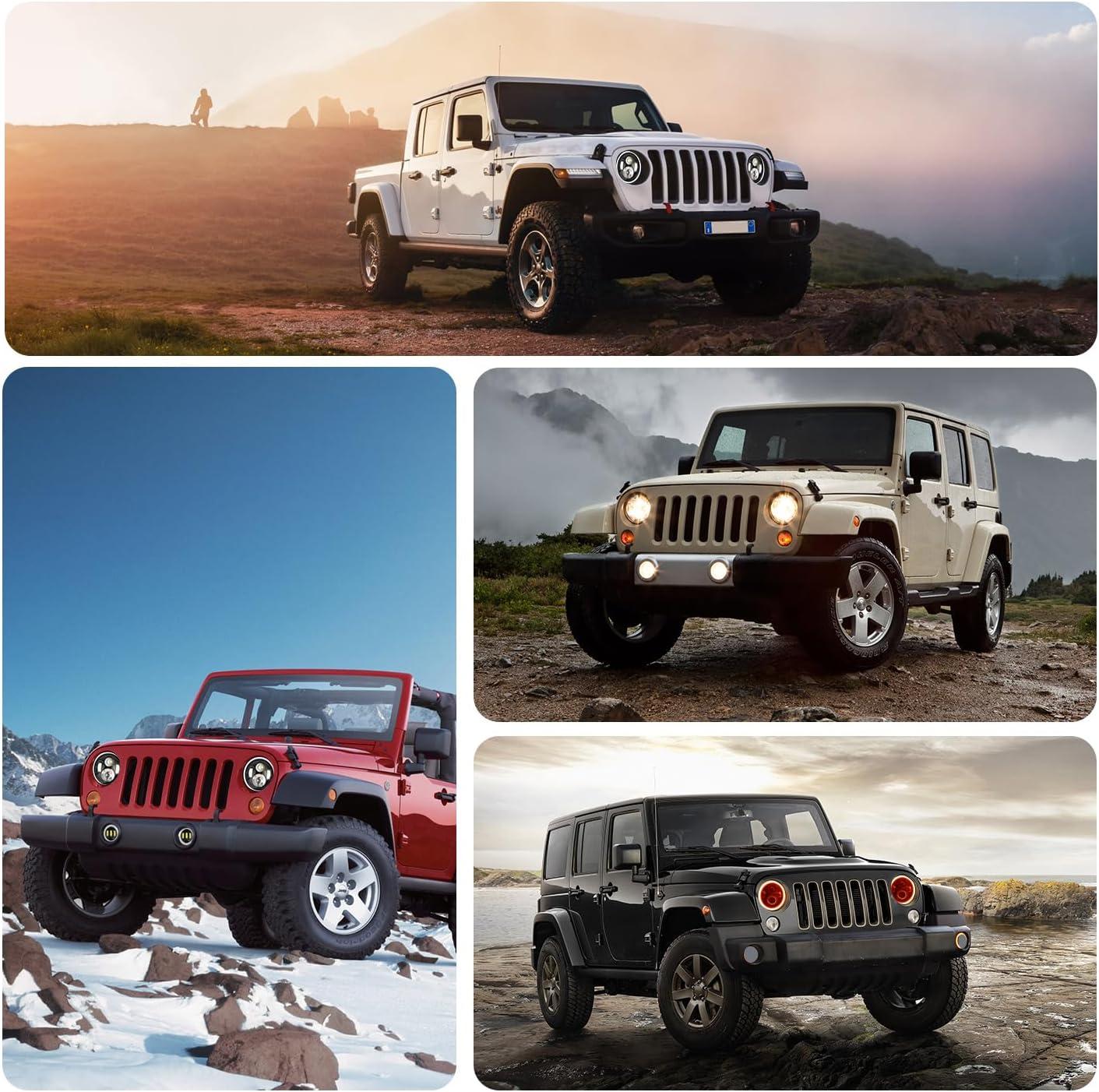 imageNilight 4 Inch LED Fog Light Assembly Compatible with 2007 2008 2009 2010 2011 2012 2013 2014 2015 2016 2017 2018 Jeep Wrangler JK Unlimited JKU wConversion Cable Clear LampsJK Healight Fog Light 4Pcs White Amber