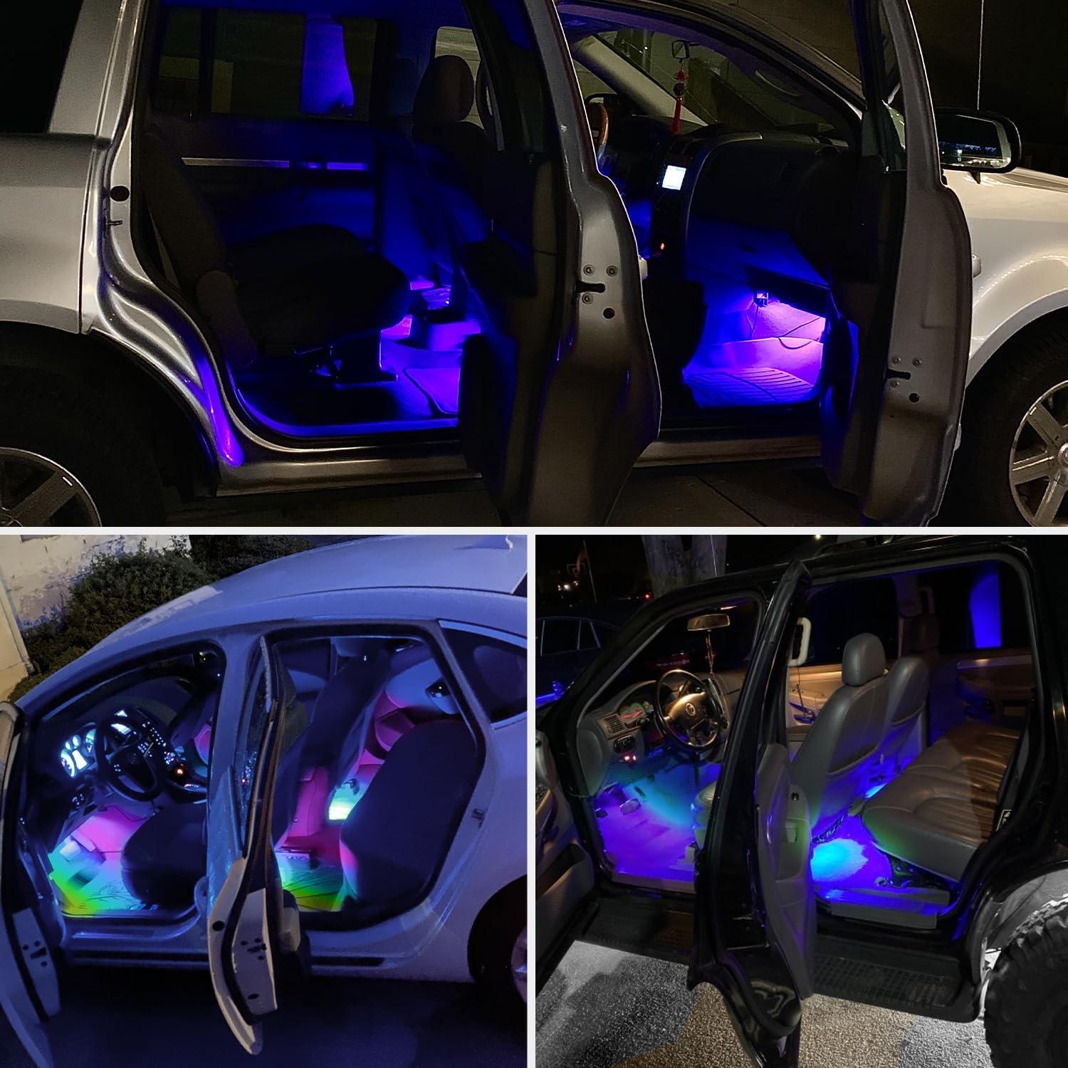 imageNilight 48 LEDs DC 5V Multicolor Music Car Strip Light Under Dash Lighting Kit with Sound Active Function and Wireless Remote Control 2 Years Warranty 4PCS USB Interior LightsAPPRemote Dream Color Lights
