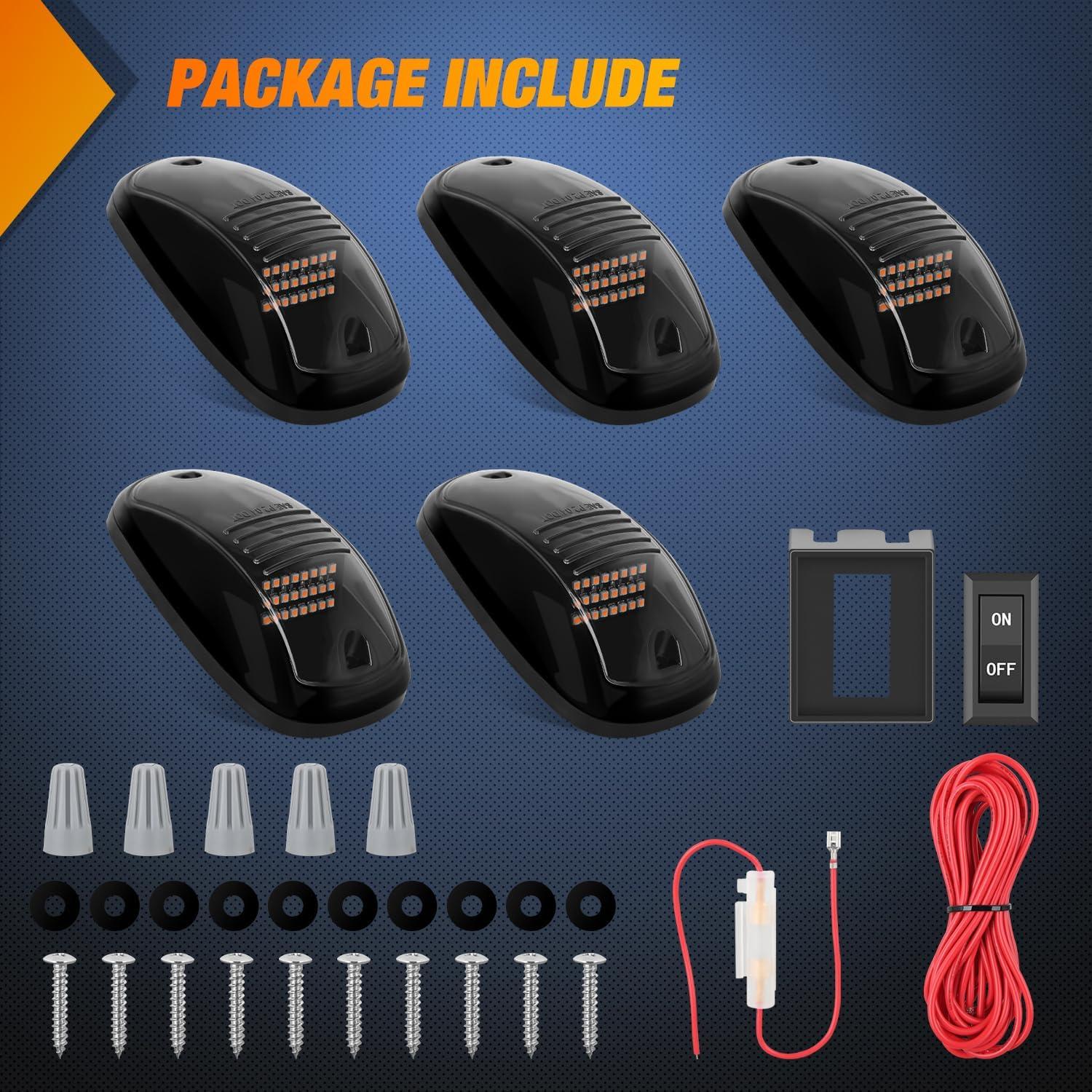 imageNilight 4PCS 39 Inch 3 Led Truck Trailer Light Front Rear LED Side Marker Lights Clearance Indicator Lamp Waterproof Sealed Surface Mounted LED Marker LightSmoked Amber Dodge Ram 20032018