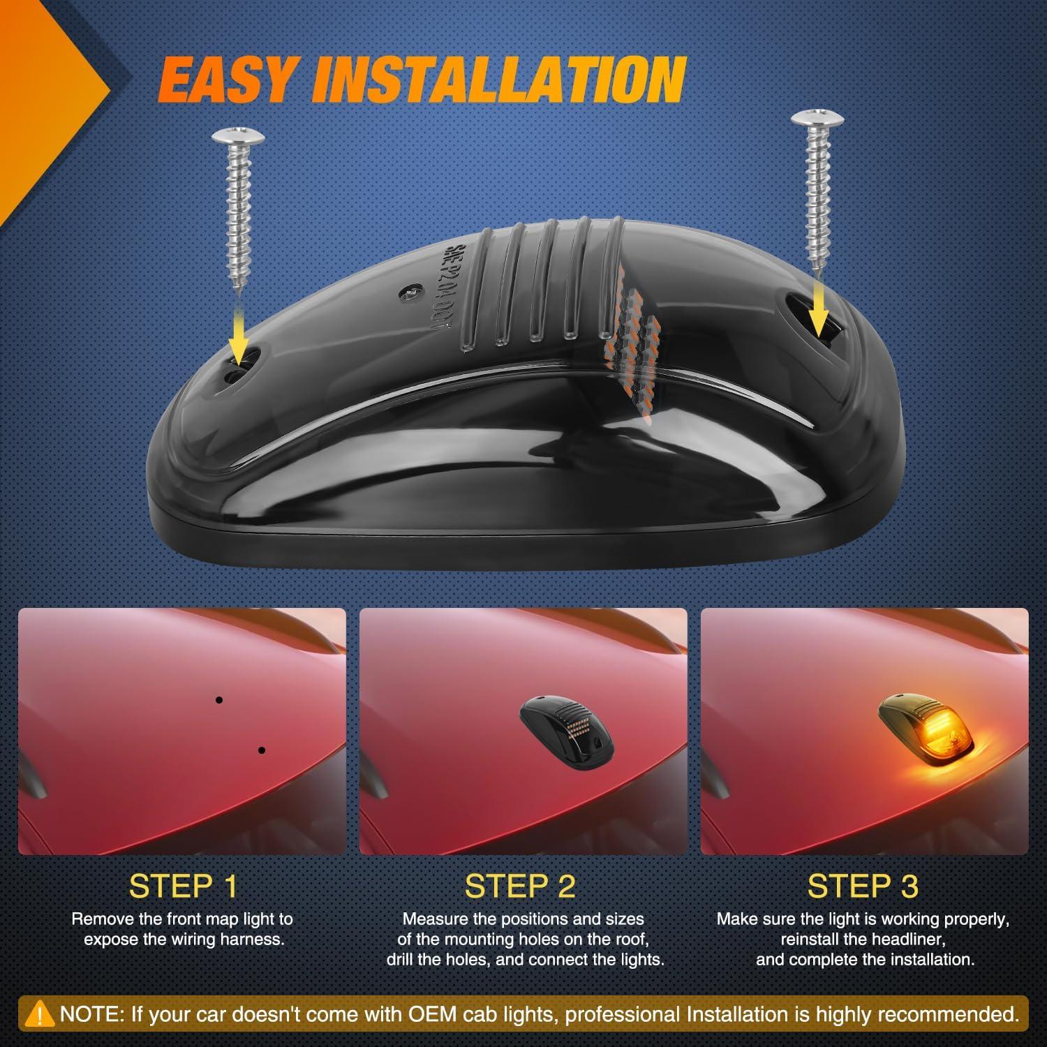 imageNilight 4PCS 39 Inch 3 Led Truck Trailer Light Front Rear LED Side Marker Lights Clearance Indicator Lamp Waterproof Sealed Surface Mounted LED Marker LightSmoked Amber Dodge Ram 20032018