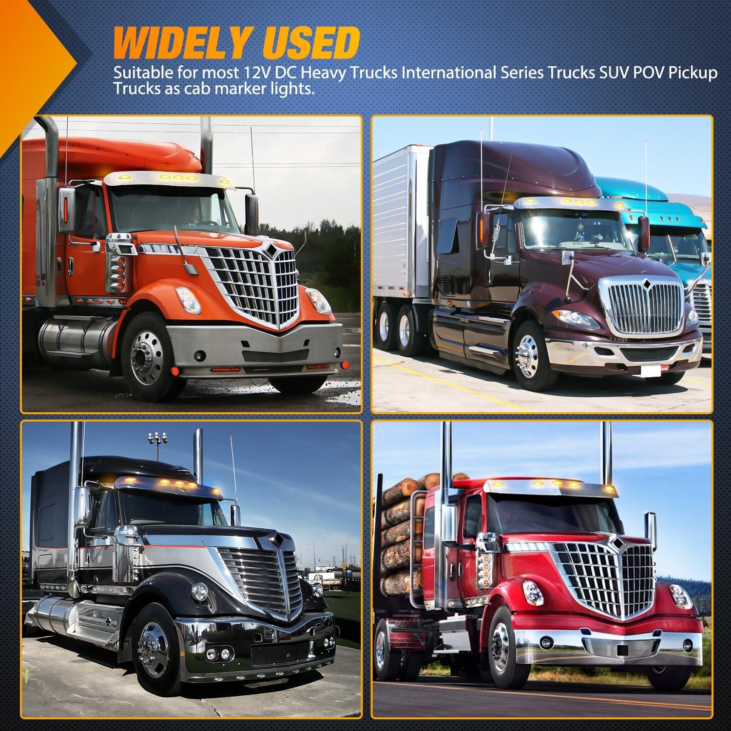 imageNilight 4PCS 39 Inch 3 Led Truck Trailer Light Front Rear LED Side Marker Lights Clearance Indicator Lamp Waterproof Sealed Surface Mounted LED Marker LightAmber 4LEDHeavy Duty Trucks