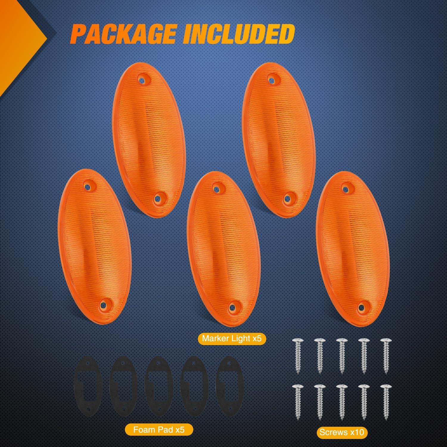 imageNilight 4PCS 39 Inch 3 Led Truck Trailer Light Front Rear LED Side Marker Lights Clearance Indicator Lamp Waterproof Sealed Surface Mounted LED Marker LightAmber 4LEDHeavy Duty Trucks