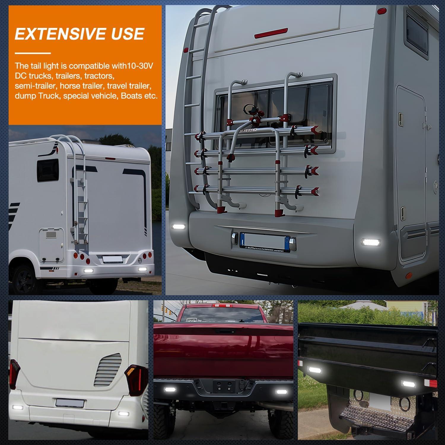 imageNilight 4PCS 6quot Oval LED Trailer Tail Lights 4PCS 10 LED wFlush Mount Grommets Plugs ReverseBack Up Trailer Lights for RV Truck Jeep55Inch White 2Pcs