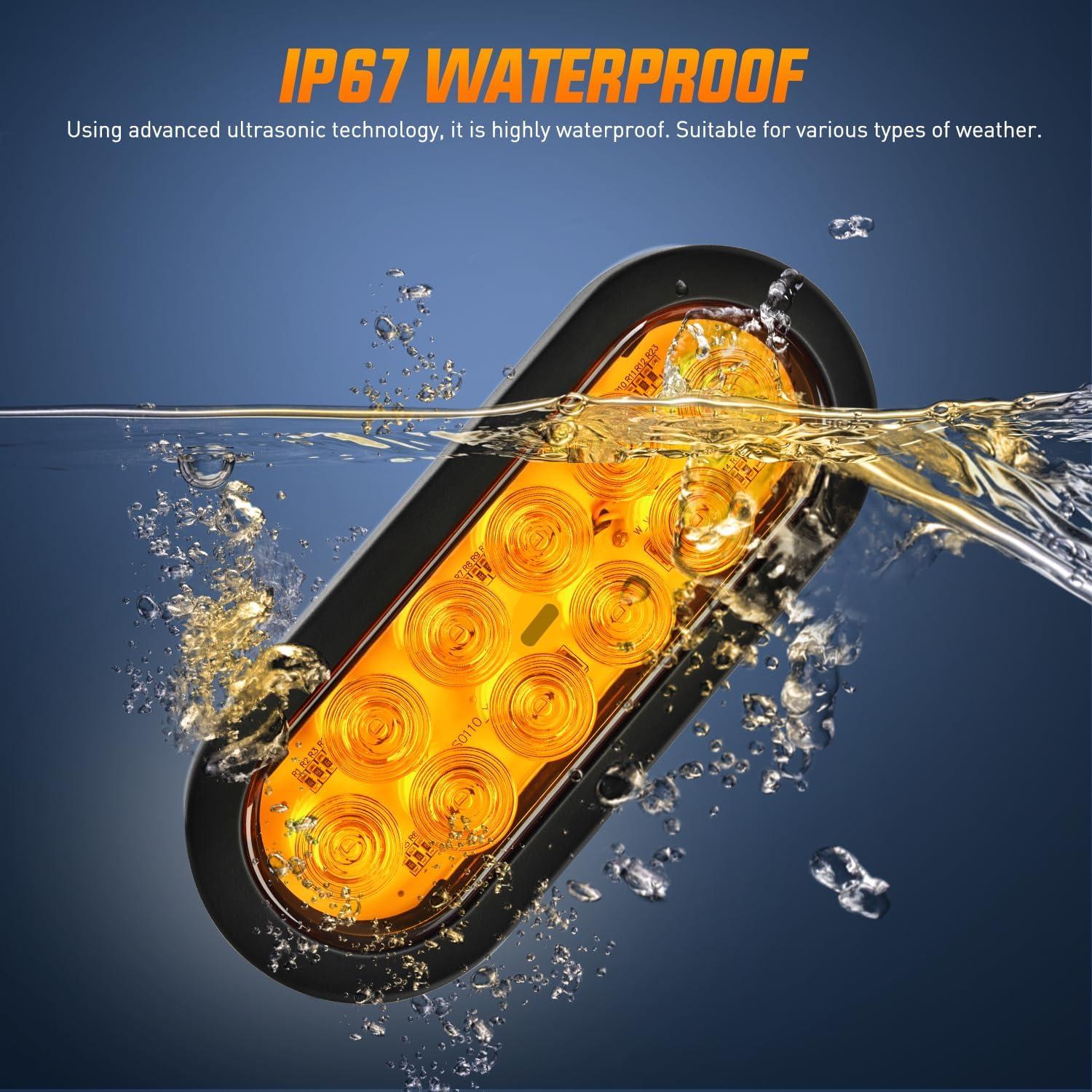 imageNilight 4PCS 6quot Oval LED Trailer Tail Lights 4PCS 10 LED wFlush Mount Grommets Plugs ReverseBack Up Trailer Lights for RV Truck JeepRedWhiteAmber 6Pcs