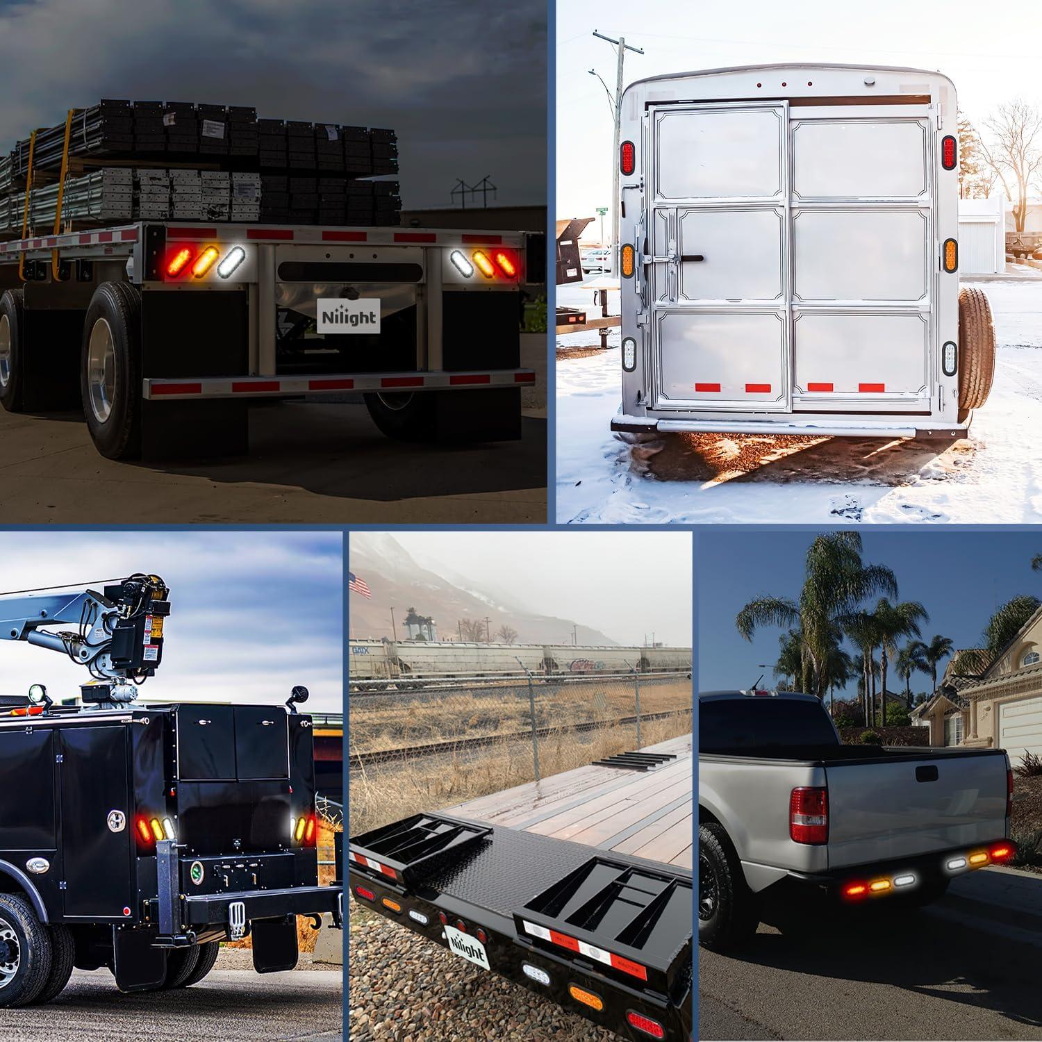 imageNilight 4PCS 6quot Oval LED Trailer Tail Lights 4PCS 10 LED wFlush Mount Grommets Plugs ReverseBack Up Trailer Lights for RV Truck JeepRedWhiteAmber 6Pcs