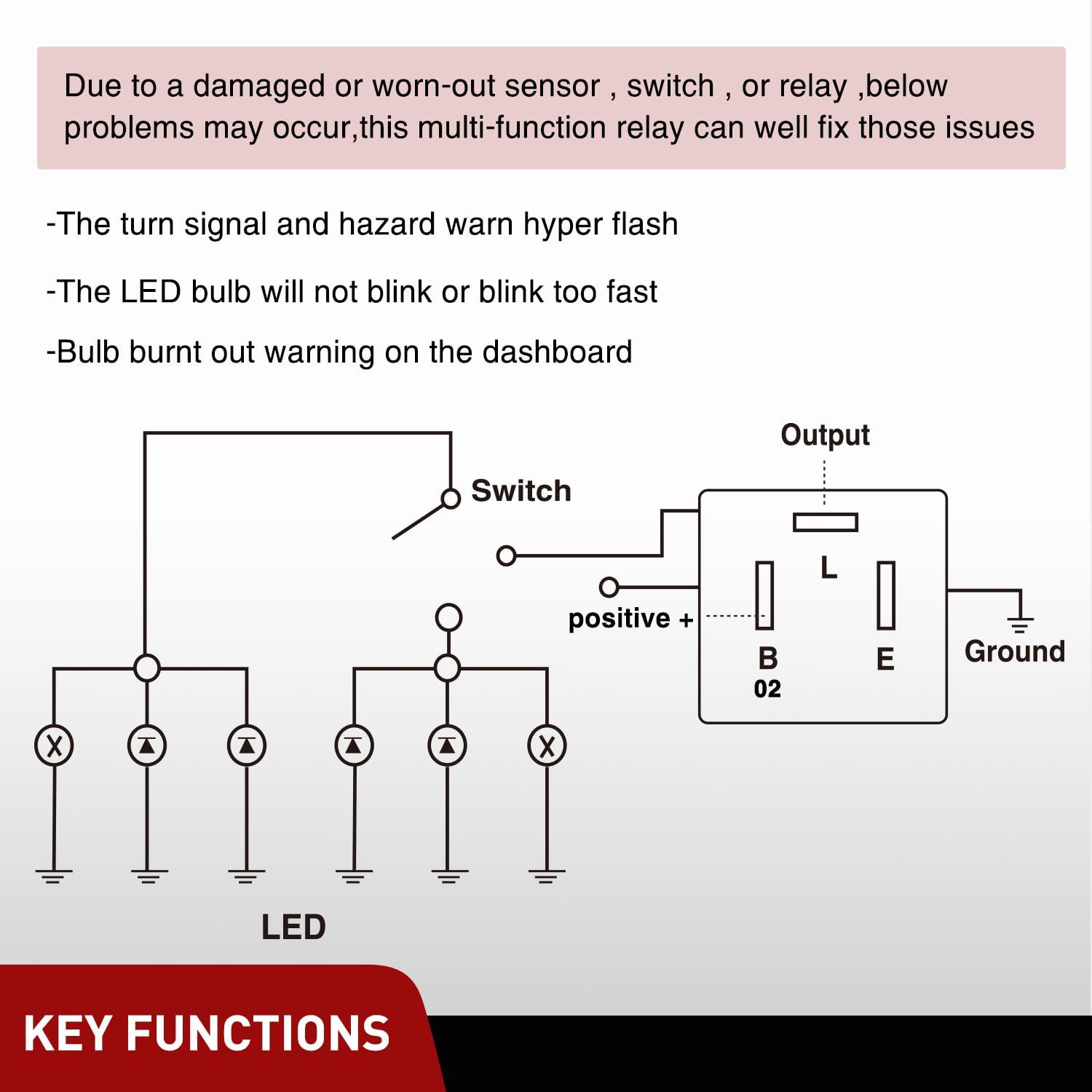 imageNilight 4PCS Flasher Relay Adjustable 2 Pin Electronic Blinker Relay 12V Fixes Motorcycle Turn Signal and Hazard Warn Hyper Blink Flash or No Flash for LED and Halogen Bulbs 2 Years Warranty4 Pin Blinker Relay