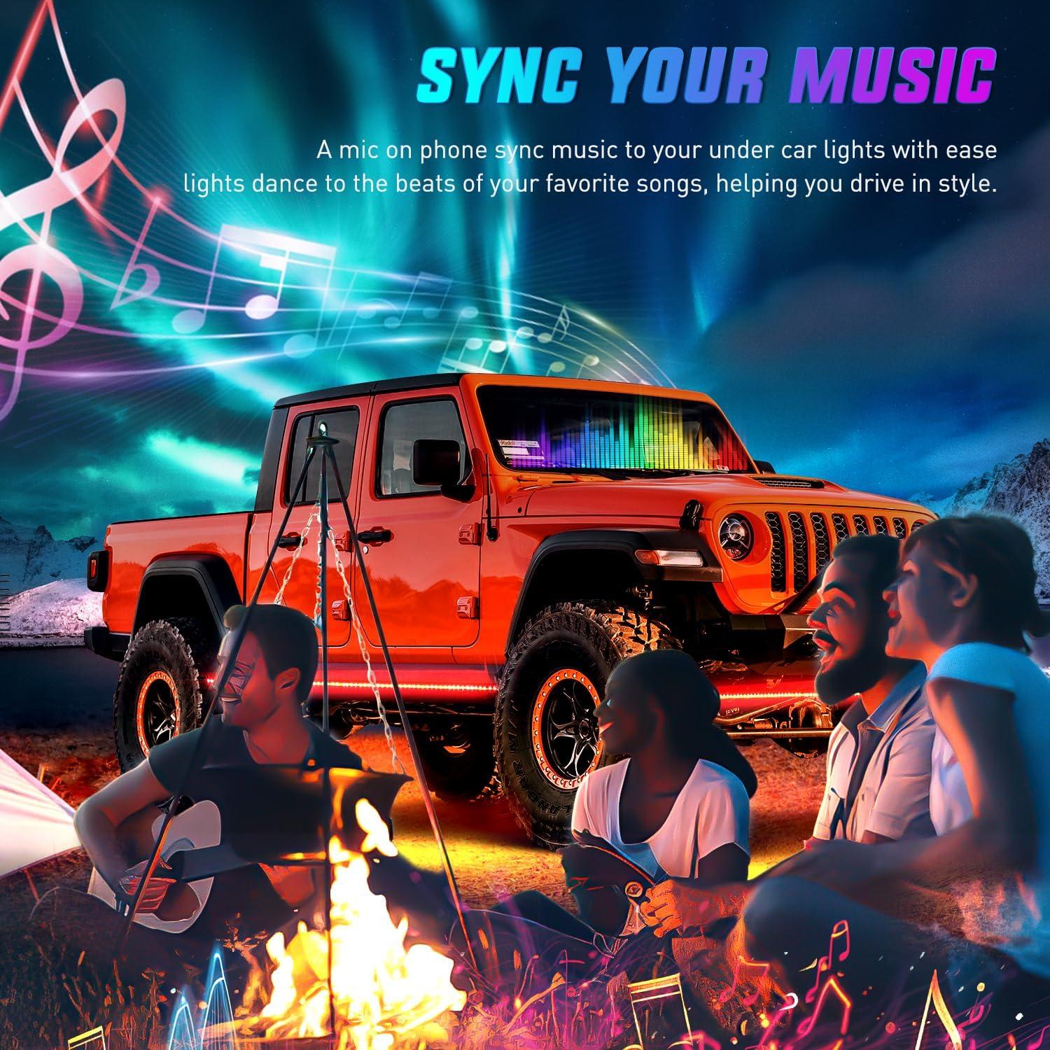 imageNilight 4Pcs Car Underglow Neon Accent Strip Lights 252 LEDs RGB 8 Color Sound Active Function Music Mode with Wireless Remote Control Underbody Light Strips for Cars Van SUV Truck4Pcs Aluminum Underglow Strip Lights RGB