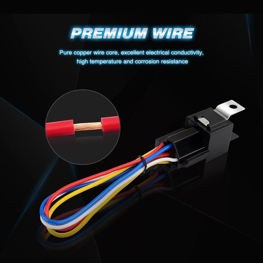 imageNilight 5PCS Automotive General Purpose Relay 4Pin SPNO 20A Micro Cooling Fan Sealed Relay Plug ampamp Play Direct Replacement for Polaris RZR 570 900 1000 SxS Slingshot Ranger Sportsman 2 Year Warranty5Pin Relay harness socket