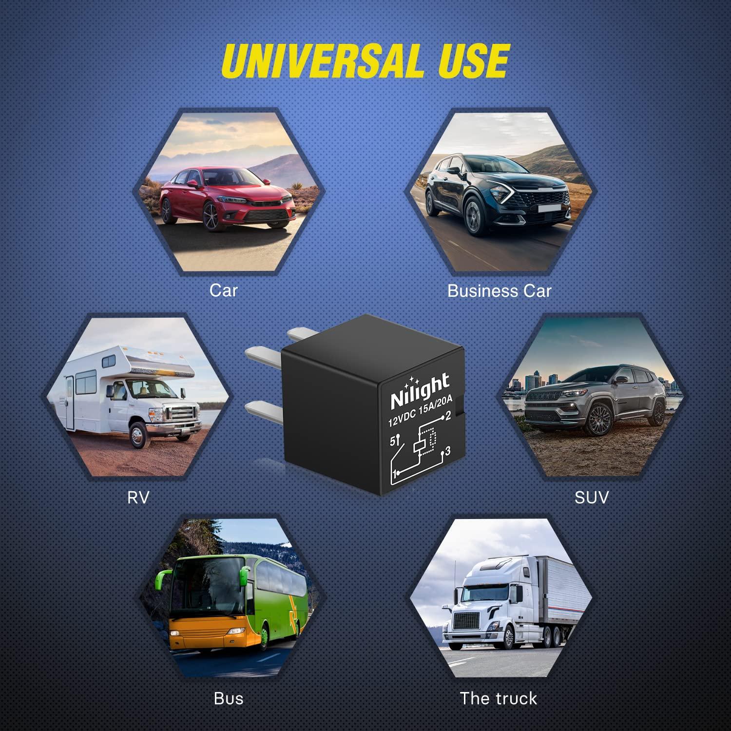 imageNilight 5PCS Automotive General Purpose Relay 4Pin SPNO 20A Micro Cooling Fan Sealed Relay Plug ampamp Play Direct Replacement for Polaris RZR 570 900 1000 SxS Slingshot Ranger Sportsman 2 Year Warranty4Pin Relay