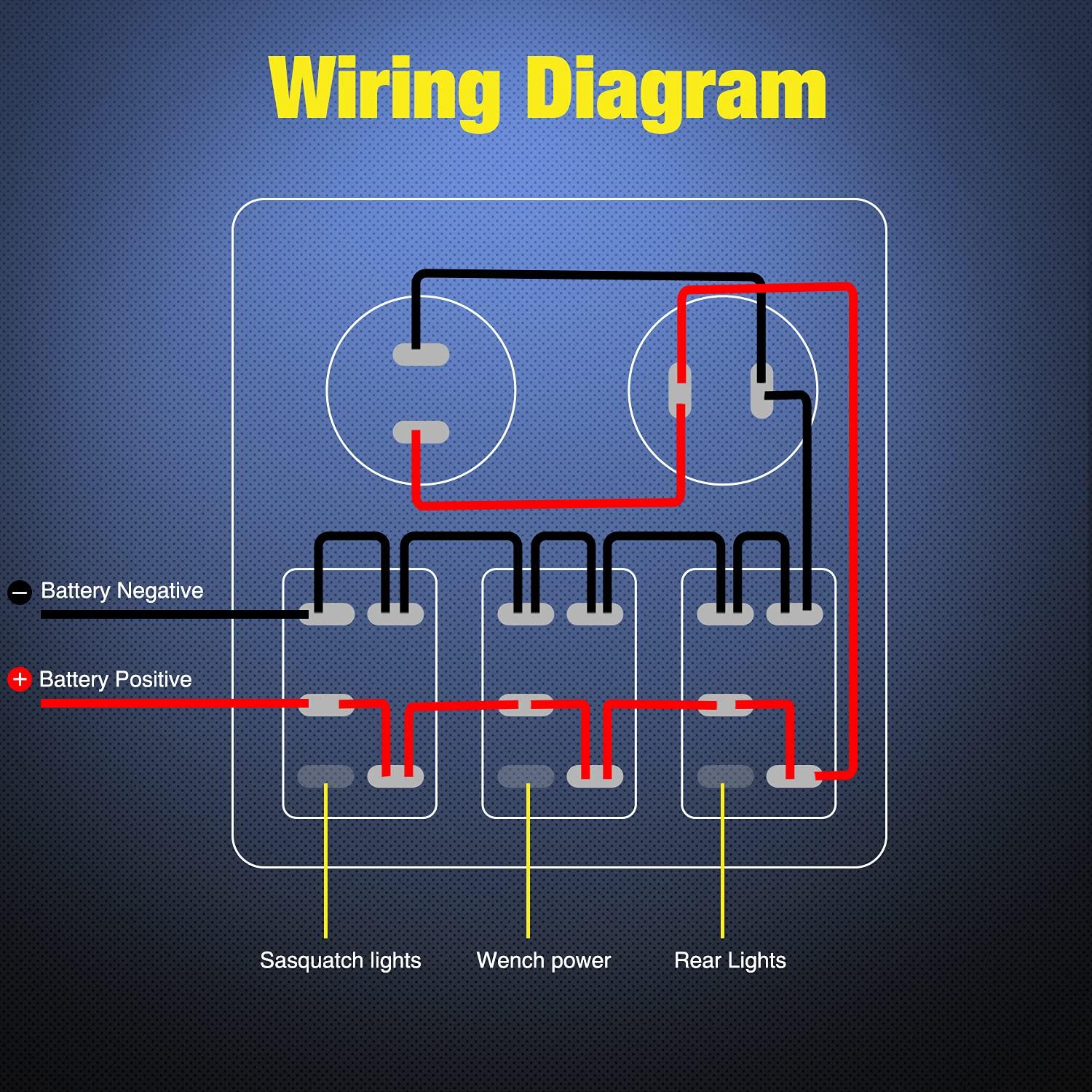 imageNilight 6 Gang Rocker Switch Panel Laser Etched Aluminum LED Light Bar with Cigarette Lighter and Dual USB Charger Voltmeter for 12V24V Cars Trailers UTV Boats RVs Campers3 Gang USBVoltmeter