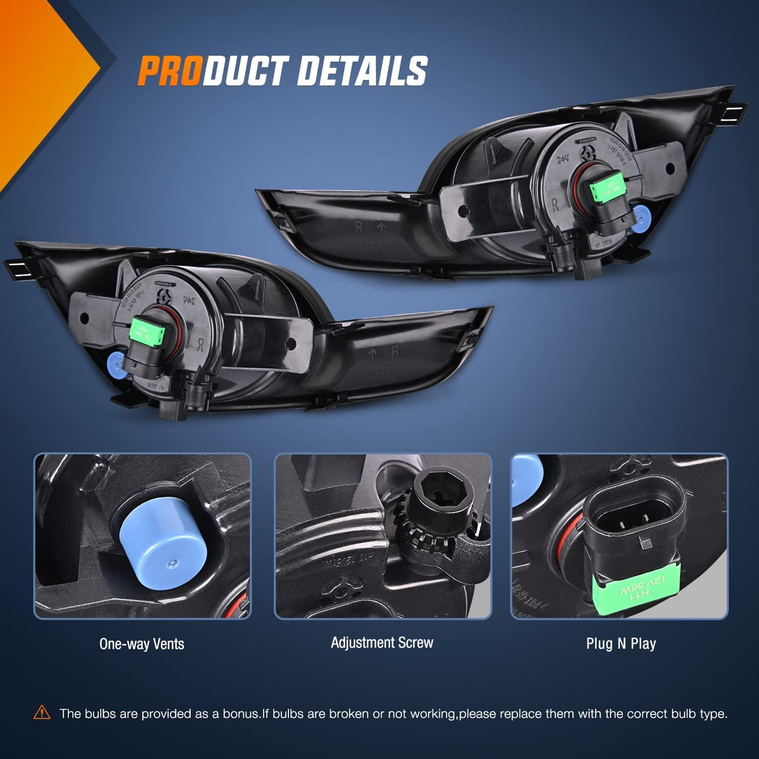 imageNilight Fog Light Compatible with 2007 2008 2009 2010 2011 2012 2013 2014 2015 2016 2017 2018 2019 Nissan Altima Versa Note Maxima Pathfinder Infiniti QX60 M35 M45 G37 JX3520132015 Nissan Altima