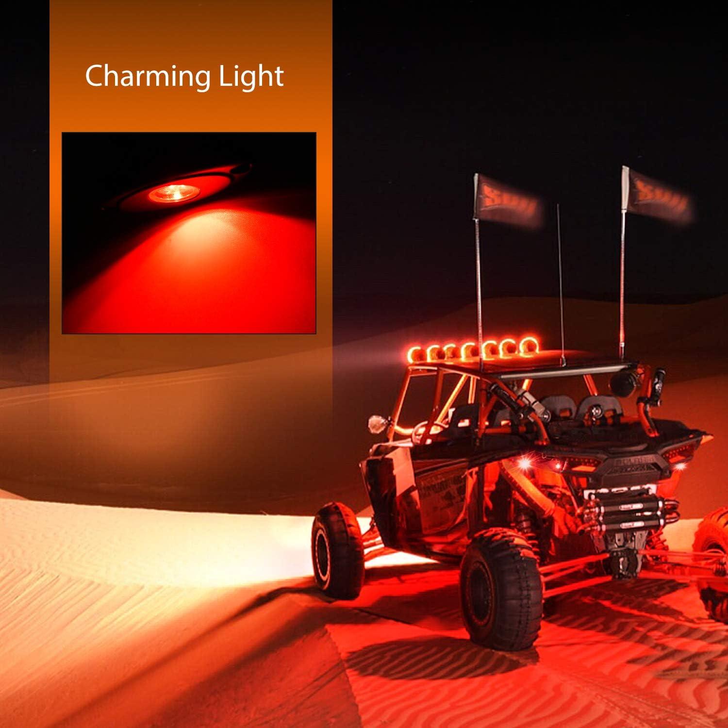 imageNilight LED Rock Light 4PCS Underglow Wheel Well Pods Waterproof Exterior Underbody Roof Rack Side Lamps for Car Truck Pickups ATV UTV SUV Motorcycle Boat White ColorRed