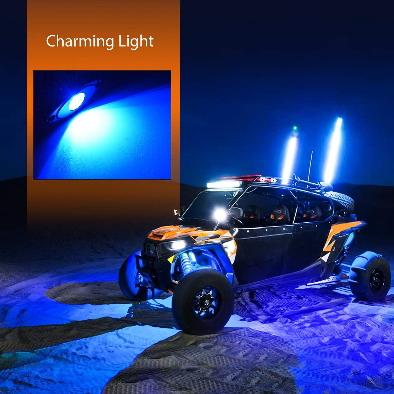 imageNilight LED Rock Light 4PCS Underglow Wheel Well Pods Waterproof Exterior Underbody Roof Rack Side Lamps for Car Truck Pickups ATV UTV SUV Motorcycle Boat White ColorBlue