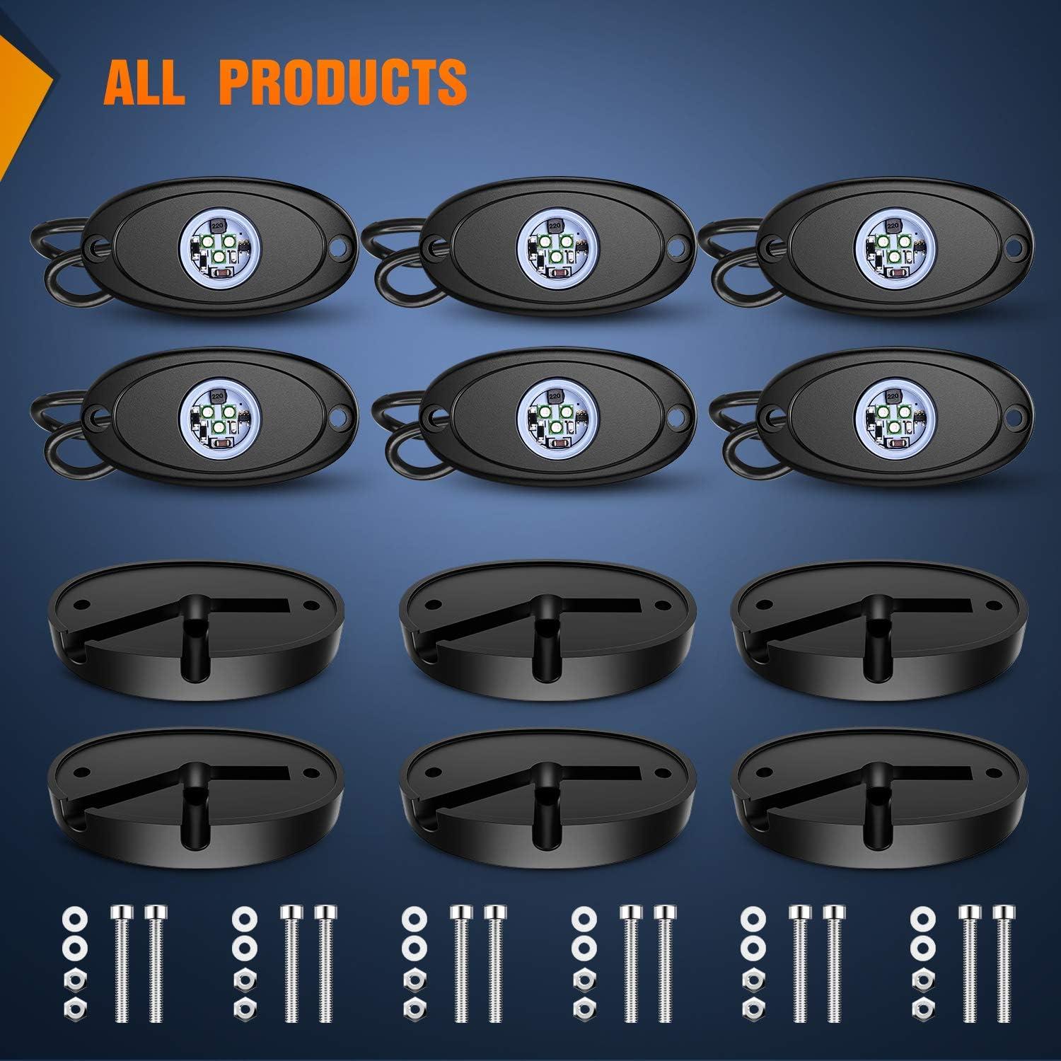 imageNilight LED Rock Light 4PCS Underglow Wheel Well Pods Waterproof Exterior Underbody Roof Rack Side Lamps for Car Truck Pickups ATV UTV SUV Motorcycle Boat White ColorBlue