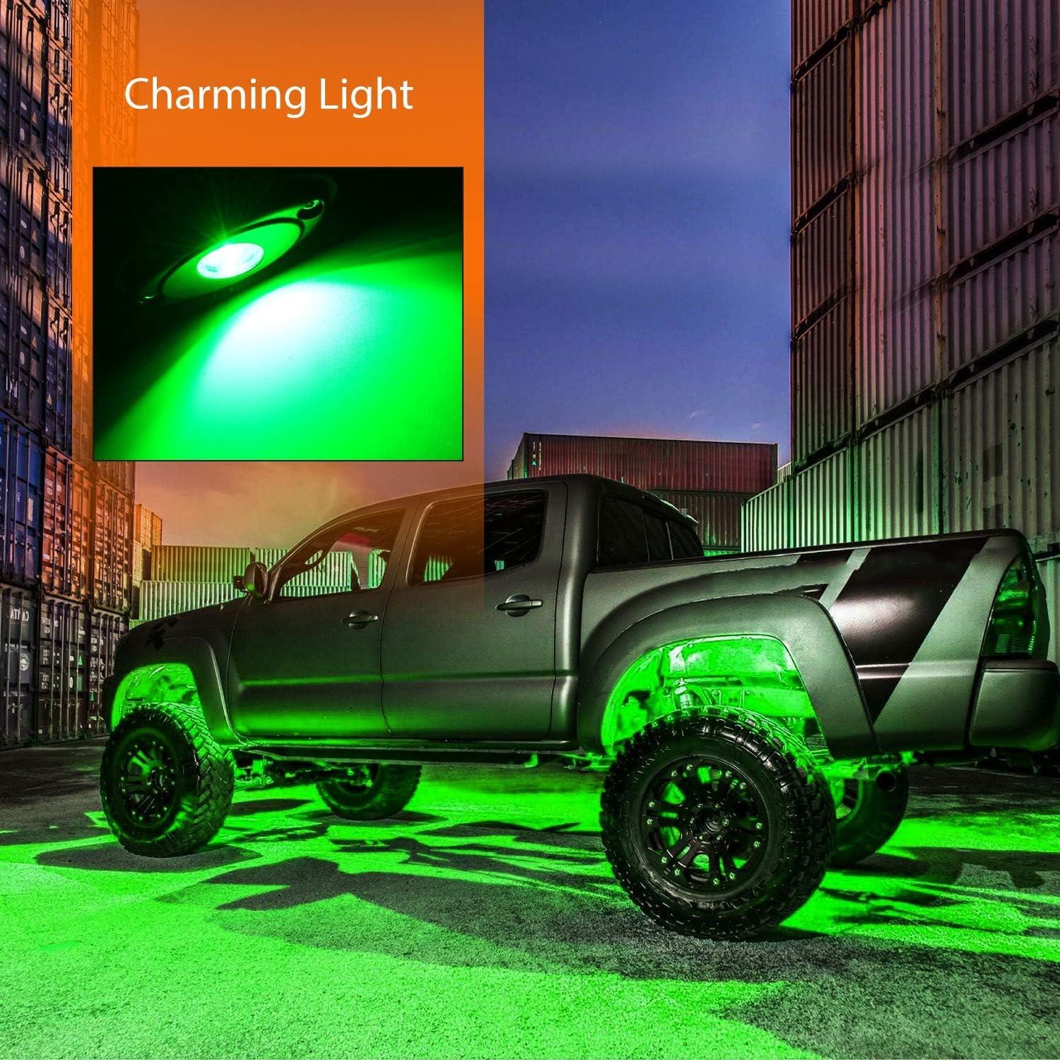 imageNilight LED Rock Light 4PCS Underglow Wheel Well Pods Waterproof Exterior Underbody Roof Rack Side Lamps for Car Truck Pickups ATV UTV SUV Motorcycle Boat White ColorGreen