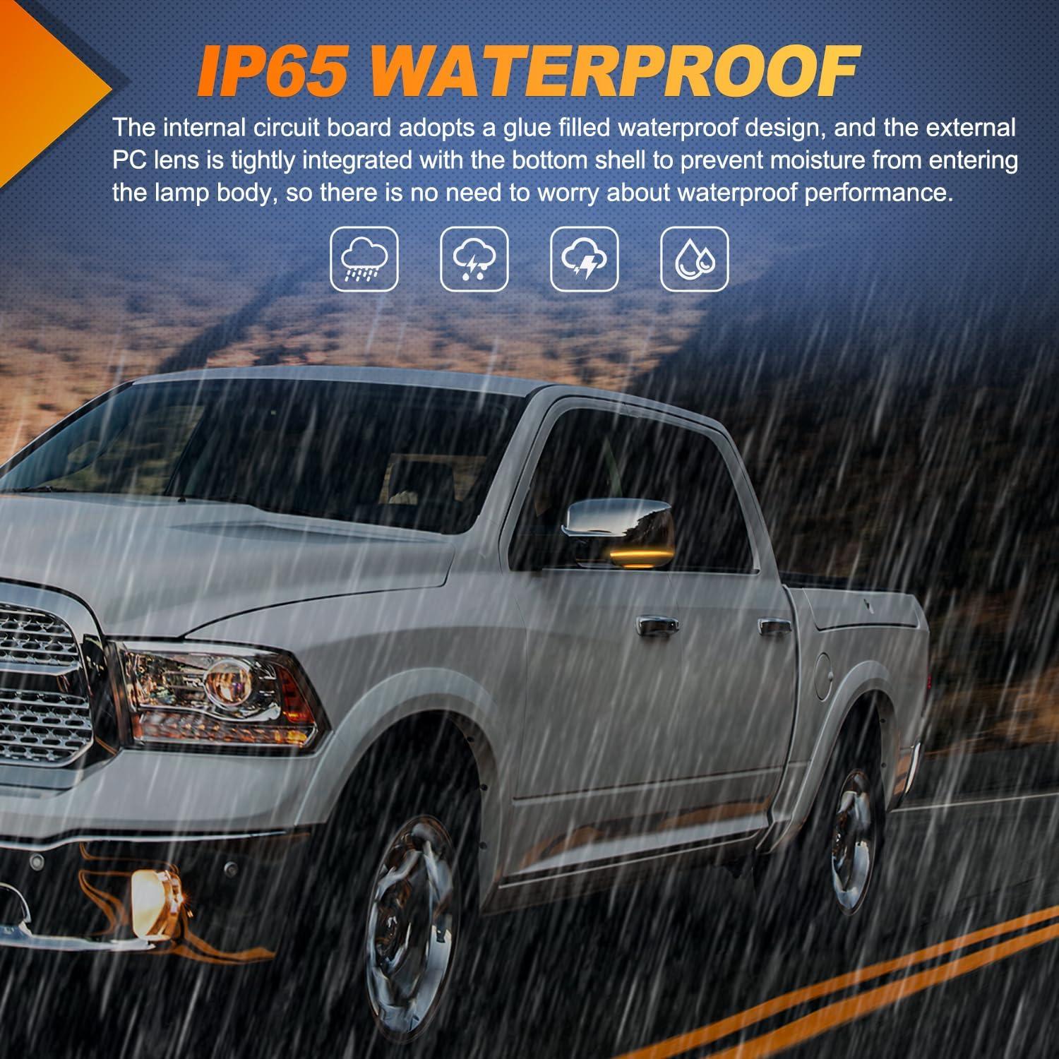 imageNilight Side Mirror Marker Light Switchback White Parking Amber Turn Signals Lights Smoked Lens Plug and Play Compatible With Ford F150 Raptor Expedition 20062008 Lincoln Mark LTDodge Ram 20092022