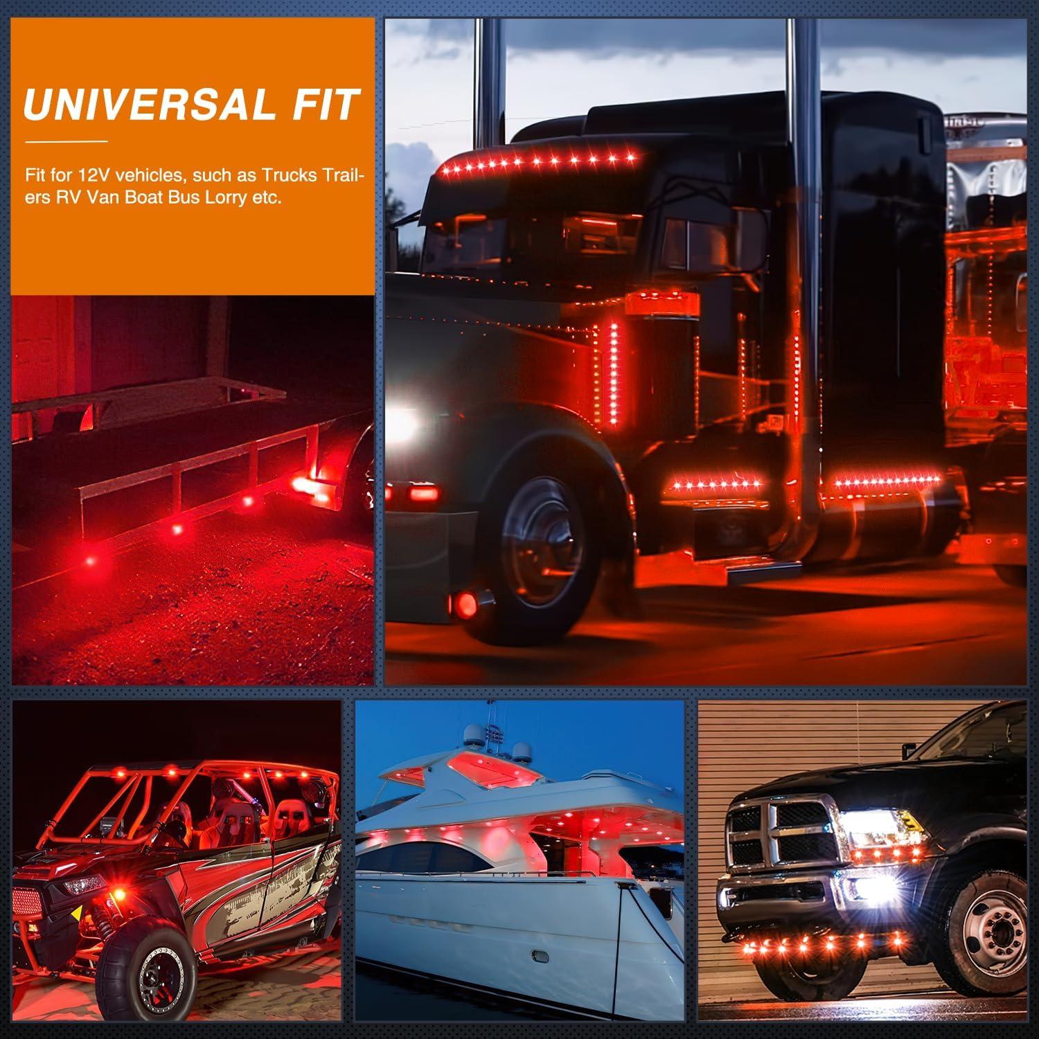 imageNilight TL03 10 PCS 34 Round Clearance LED Front Rear Side Indicator Bullet Marker Light for Truck RV Car Bus Trailer Van Caravan Boat 12V Amber10pcs 3Pin Red