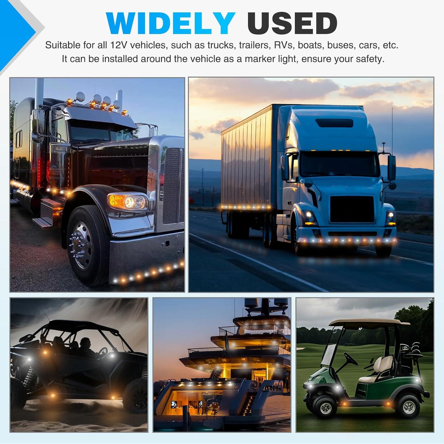 imageNilight TL03 10 PCS 34 Round Clearance LED Front Rear Side Indicator Bullet Marker Light for Truck RV Car Bus Trailer Van Caravan Boat 12V AmberAmber White 10Pcs