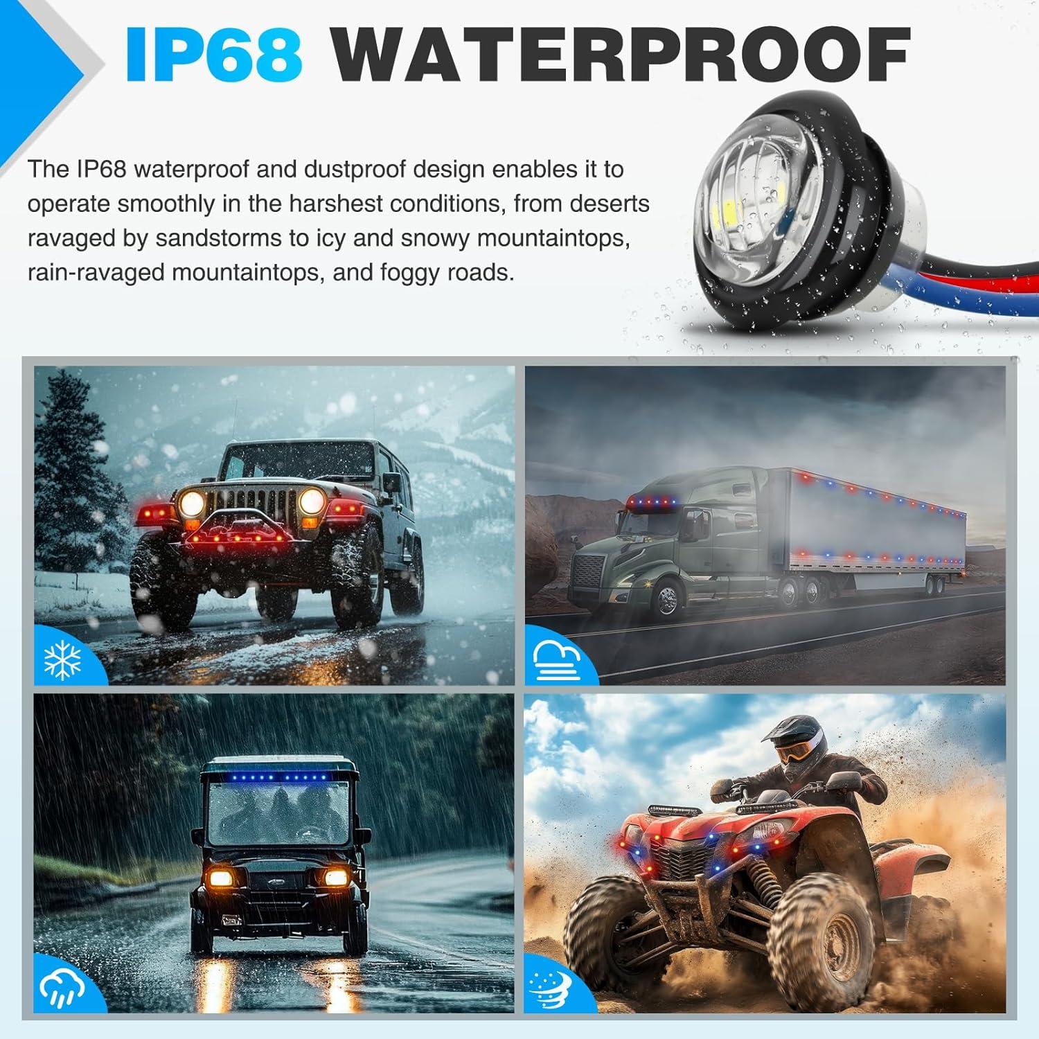 imageNilight TL03 10 PCS 34 Round Clearance LED Front Rear Side Indicator Bullet Marker Light for Truck RV Car Bus Trailer Van Caravan Boat 12V AmberRed Blue 10Pcs