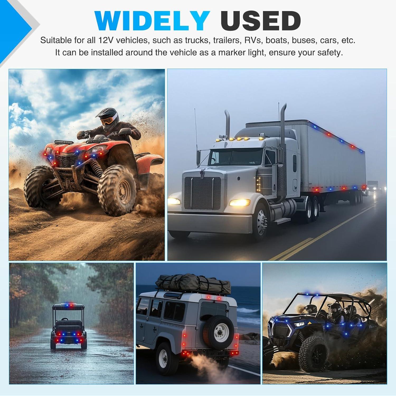 imageNilight TL03 10 PCS 34 Round Clearance LED Front Rear Side Indicator Bullet Marker Light for Truck RV Car Bus Trailer Van Caravan Boat 12V AmberRed Blue 10Pcs