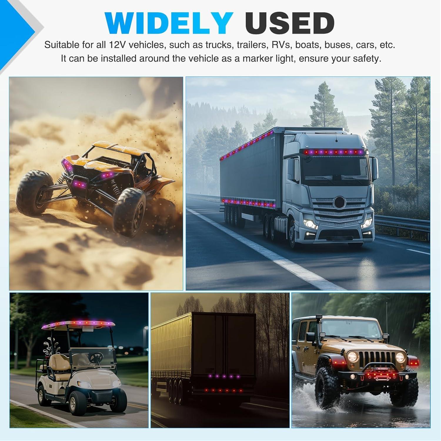 imageNilight TL03 10 PCS 34 Round Clearance LED Front Rear Side Indicator Bullet Marker Light for Truck RV Car Bus Trailer Van Caravan Boat 12V AmberRed Purple 10Pcs