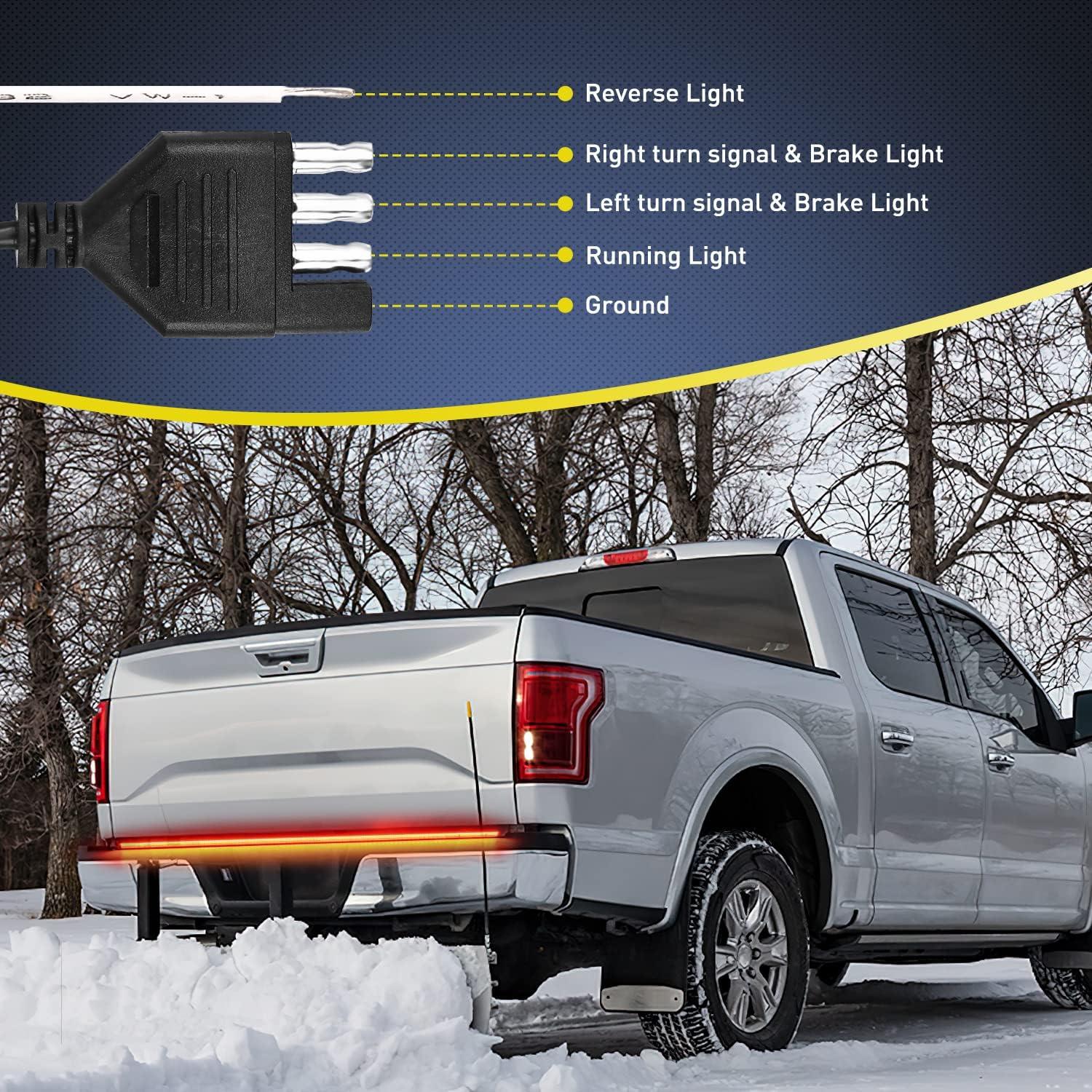 imageNilight TR04 Truck Tailgate Bar 60quot Triple Row 504 LED Strip with Red Brake White Reverse Sequential Amber Turning Signals Strobe Lights2 Years Warranty60 Aluminum Frame LED Strip