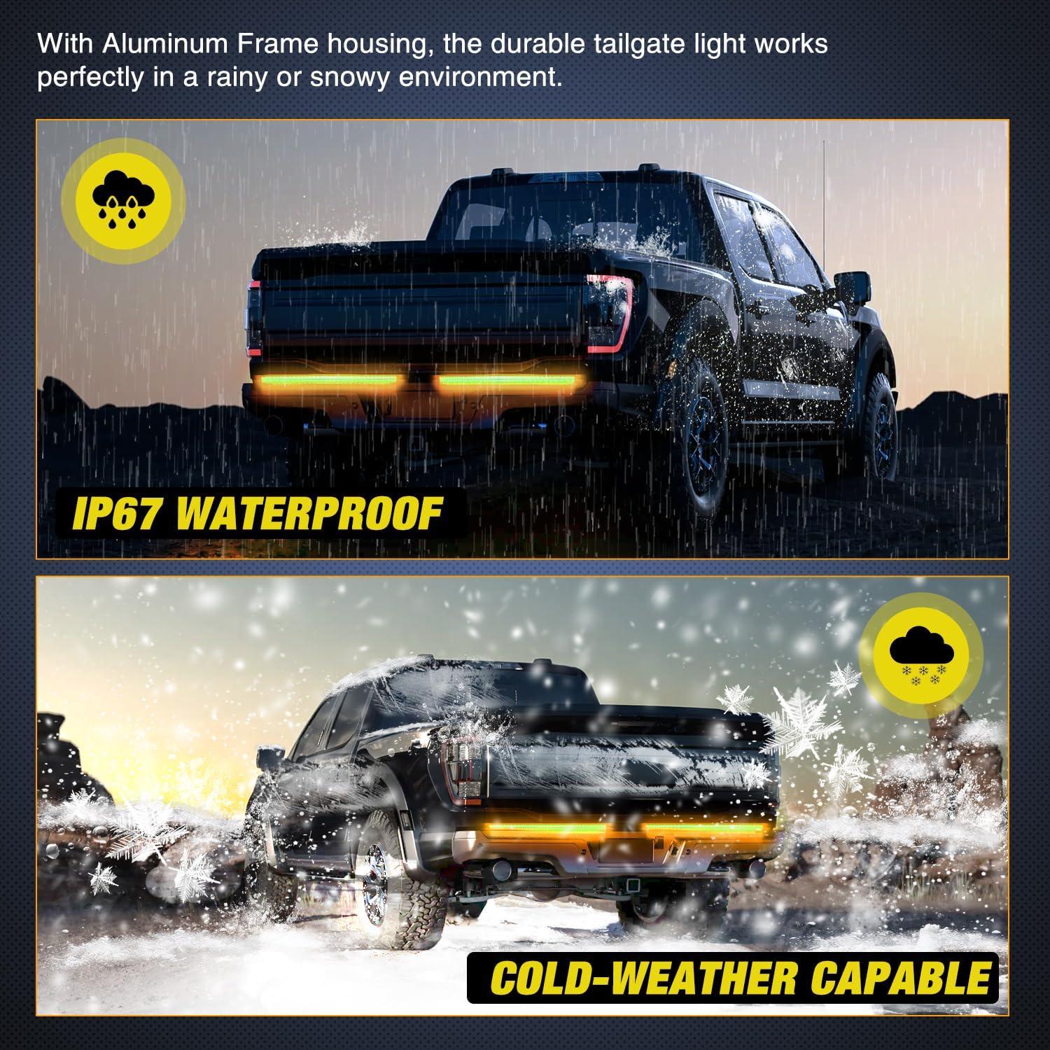 imageNilight TR04 Truck Tailgate Bar 60quot Triple Row 504 LED Strip with Red Brake White Reverse Sequential Amber Turning Signals Strobe Lights2 Years Warranty2Pcs 28 Aluminum Frame LED Strip